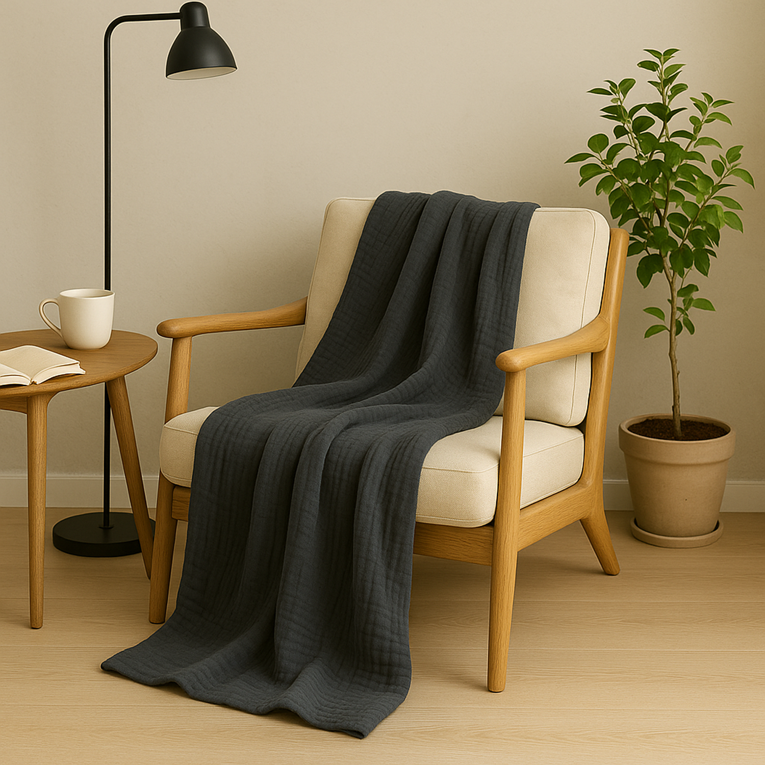 8 Layer Cotton Muslin Blanket - Dark Grey