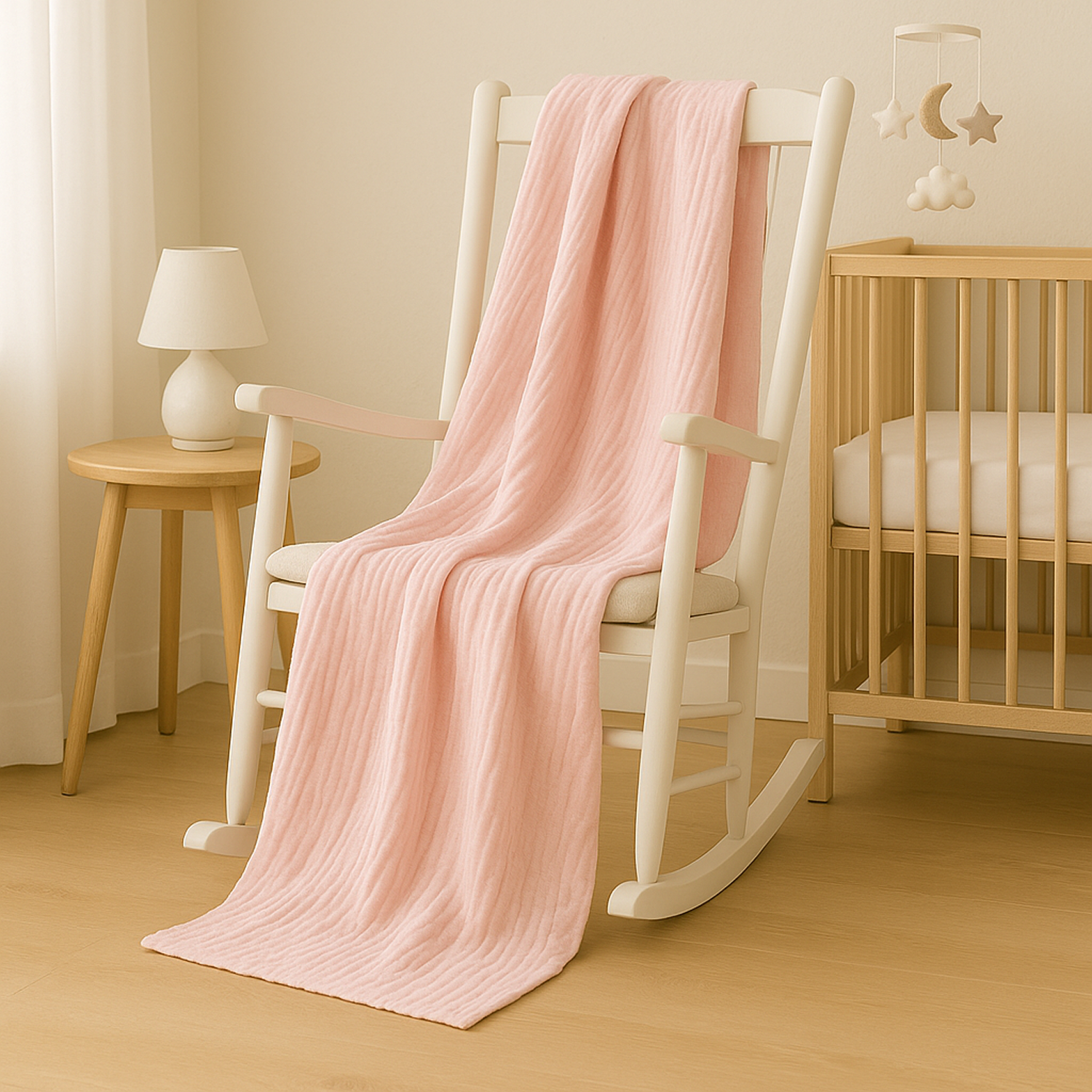 8 Layer Cotton Muslin Blanket - Sea Shell Pink