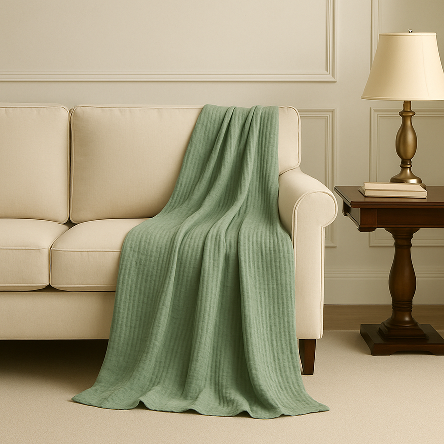 8 Layer Cotton Muslin Blanket - Sea Foam