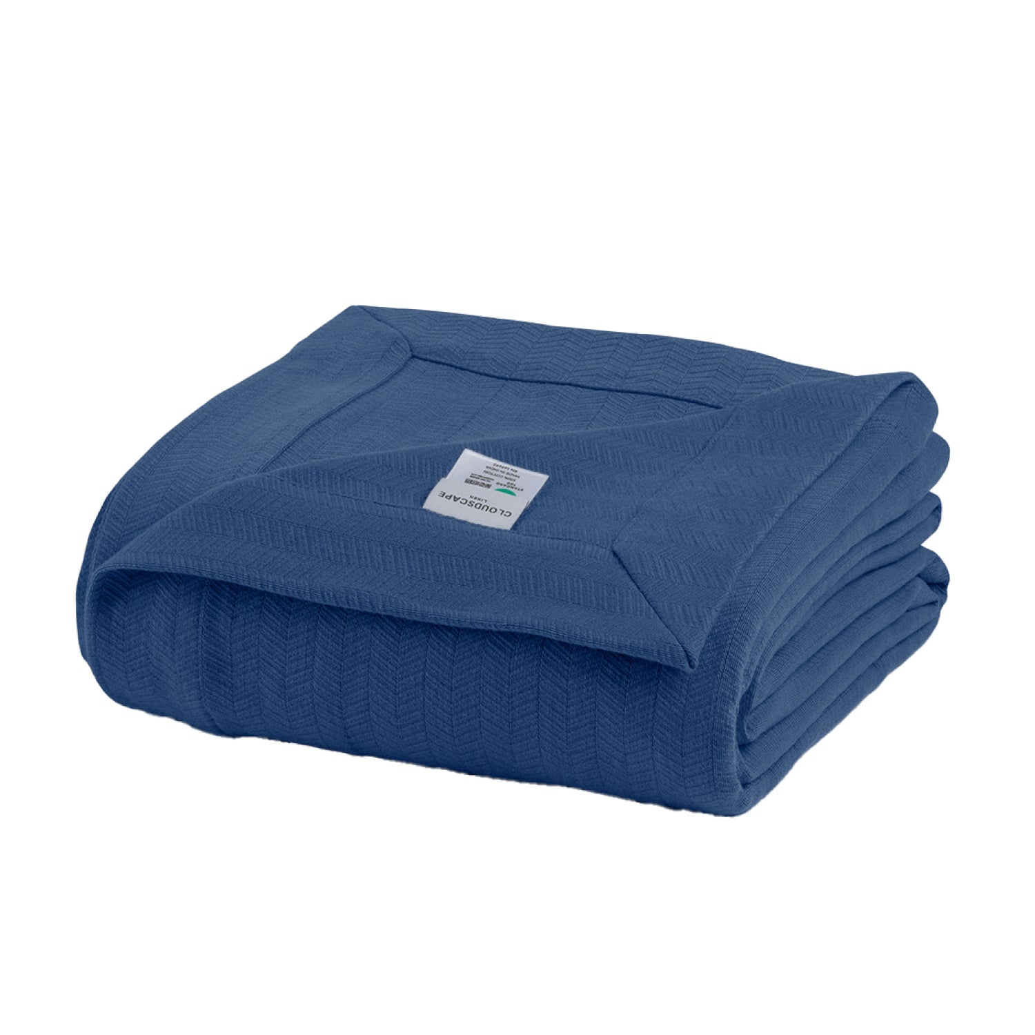 Cotton Herringbone Blanket - Ensign Blue