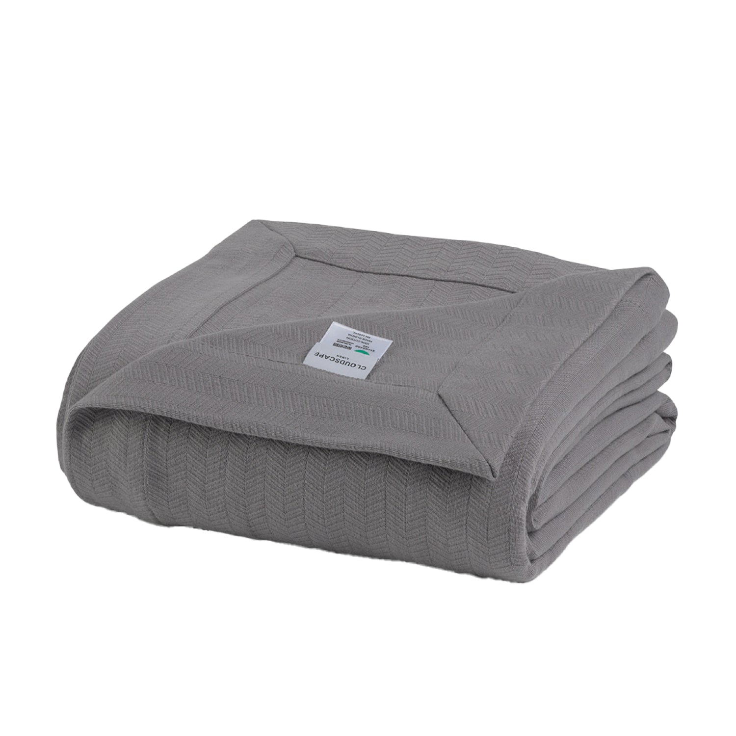 Cotton Herringbone Blanket - Dark Grey