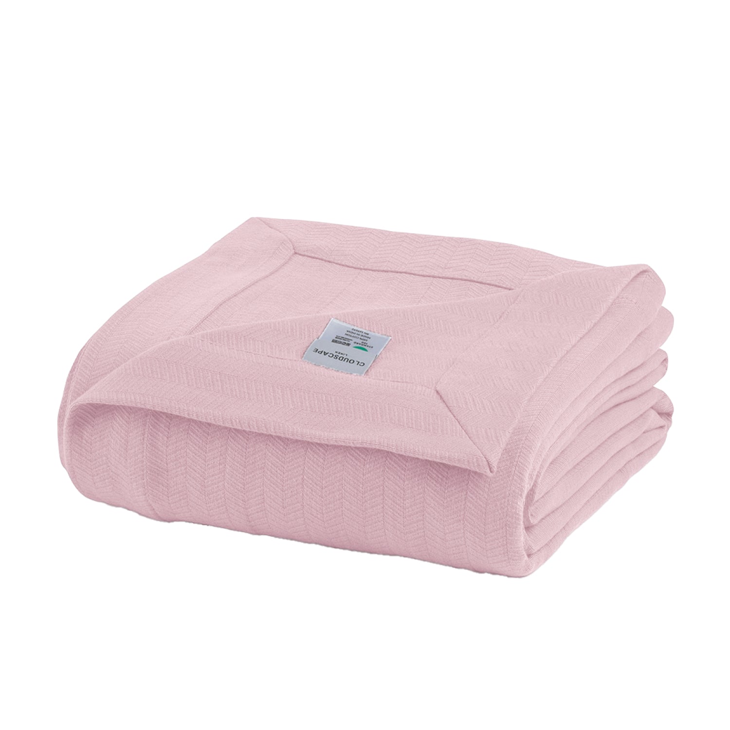 Cotton Herringbone Blanket - Sea Shell Pink