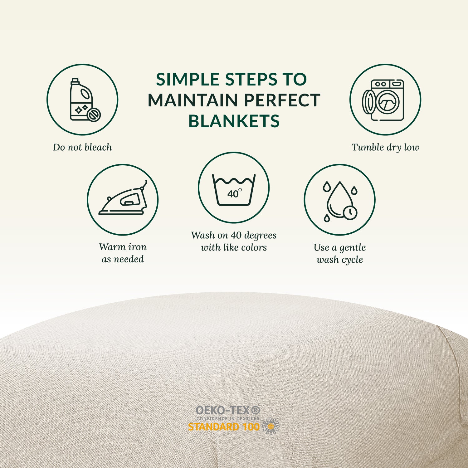 Cotton Herringbone Blanket - Ivory