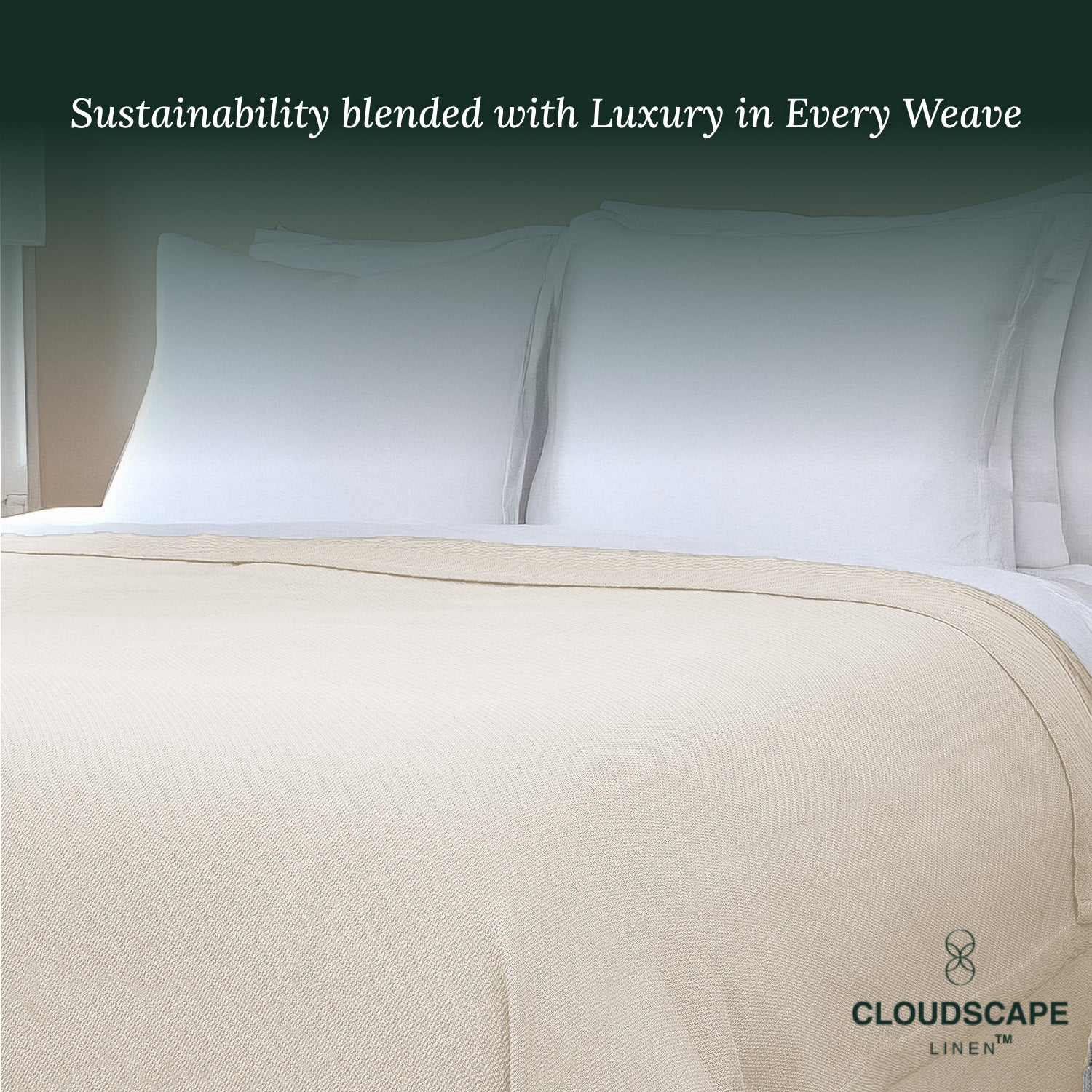 Cotton Herringbone Blanket: Ivory