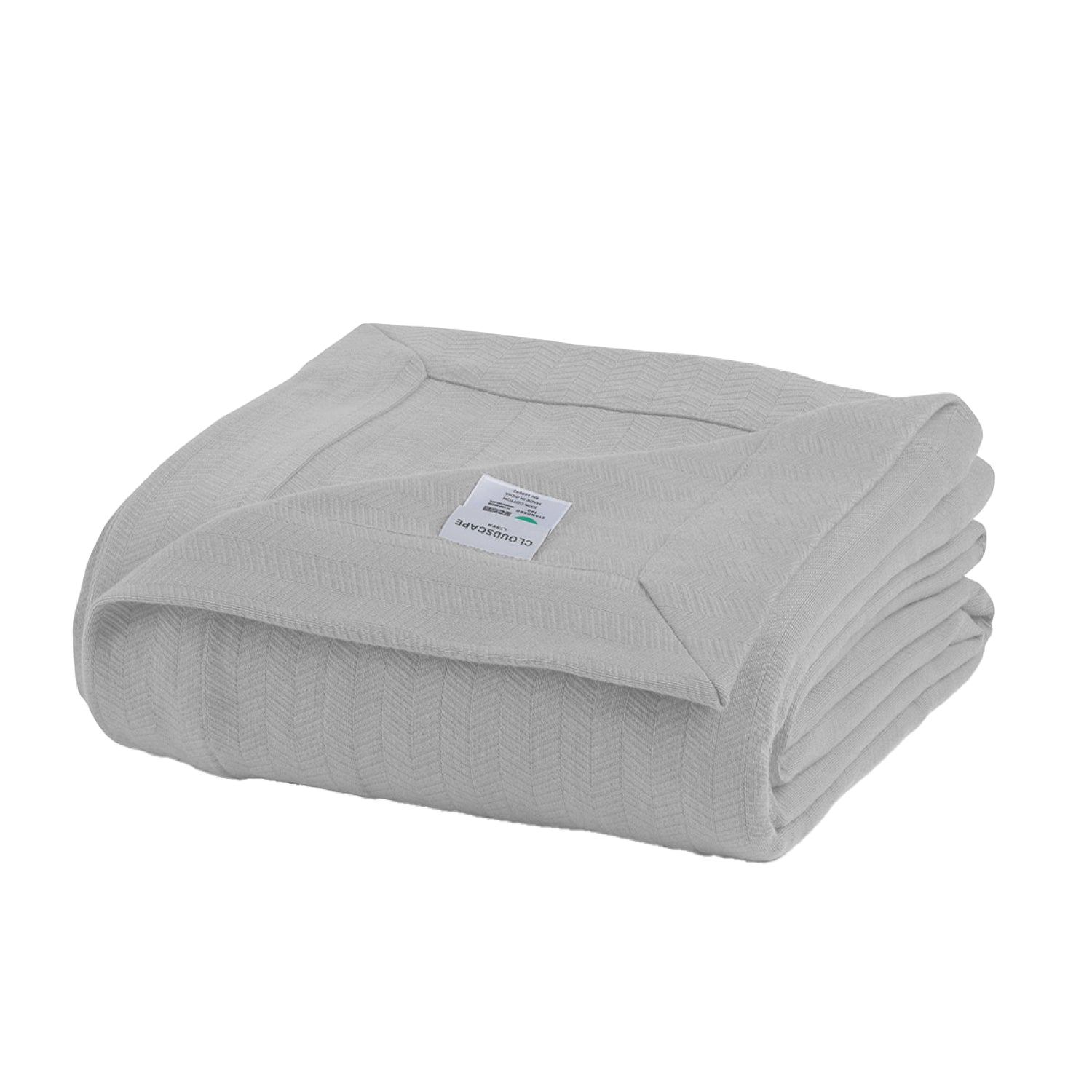 Cotton Herringbone Blanket - Light Grey