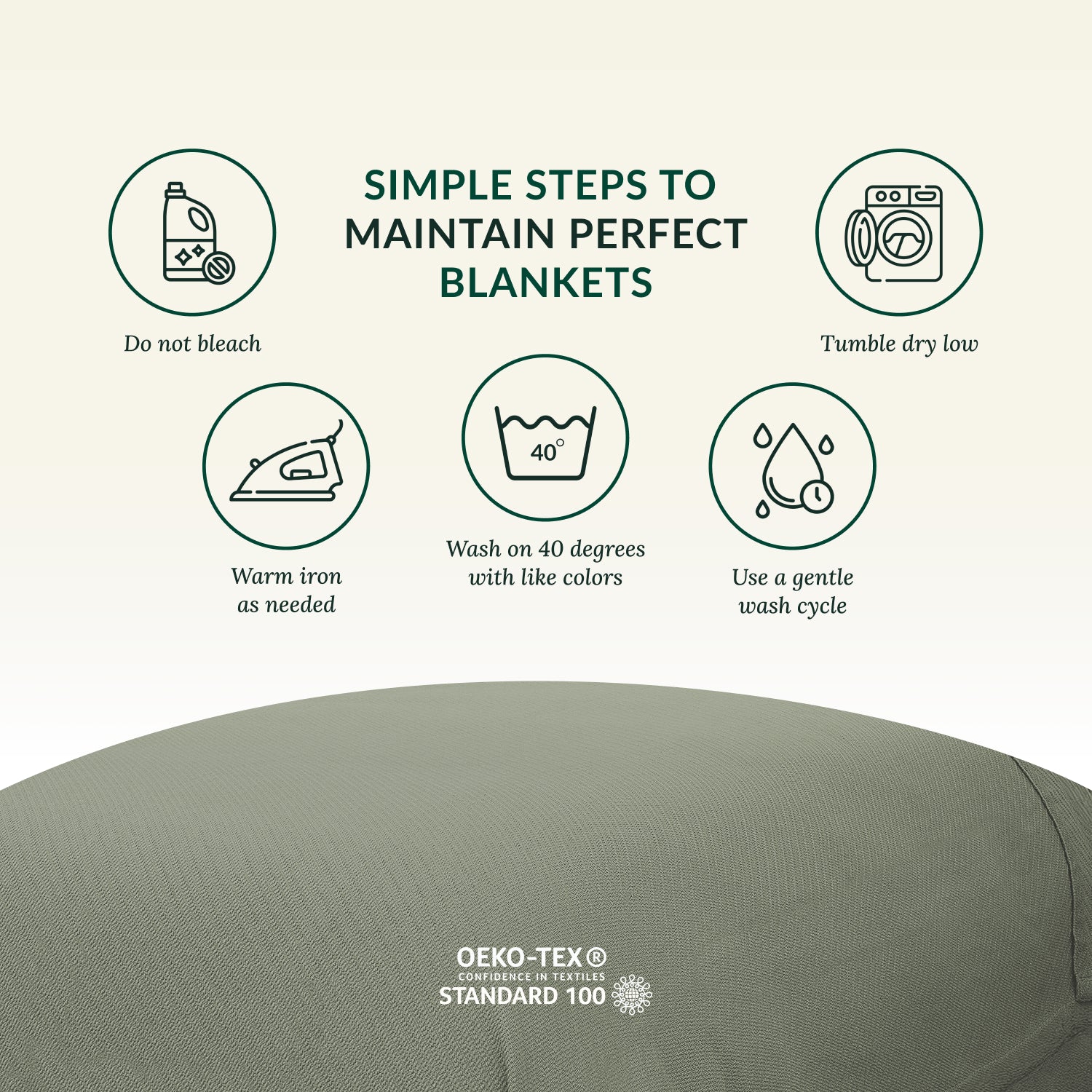 Cotton Herringbone Blanket - Olive Green