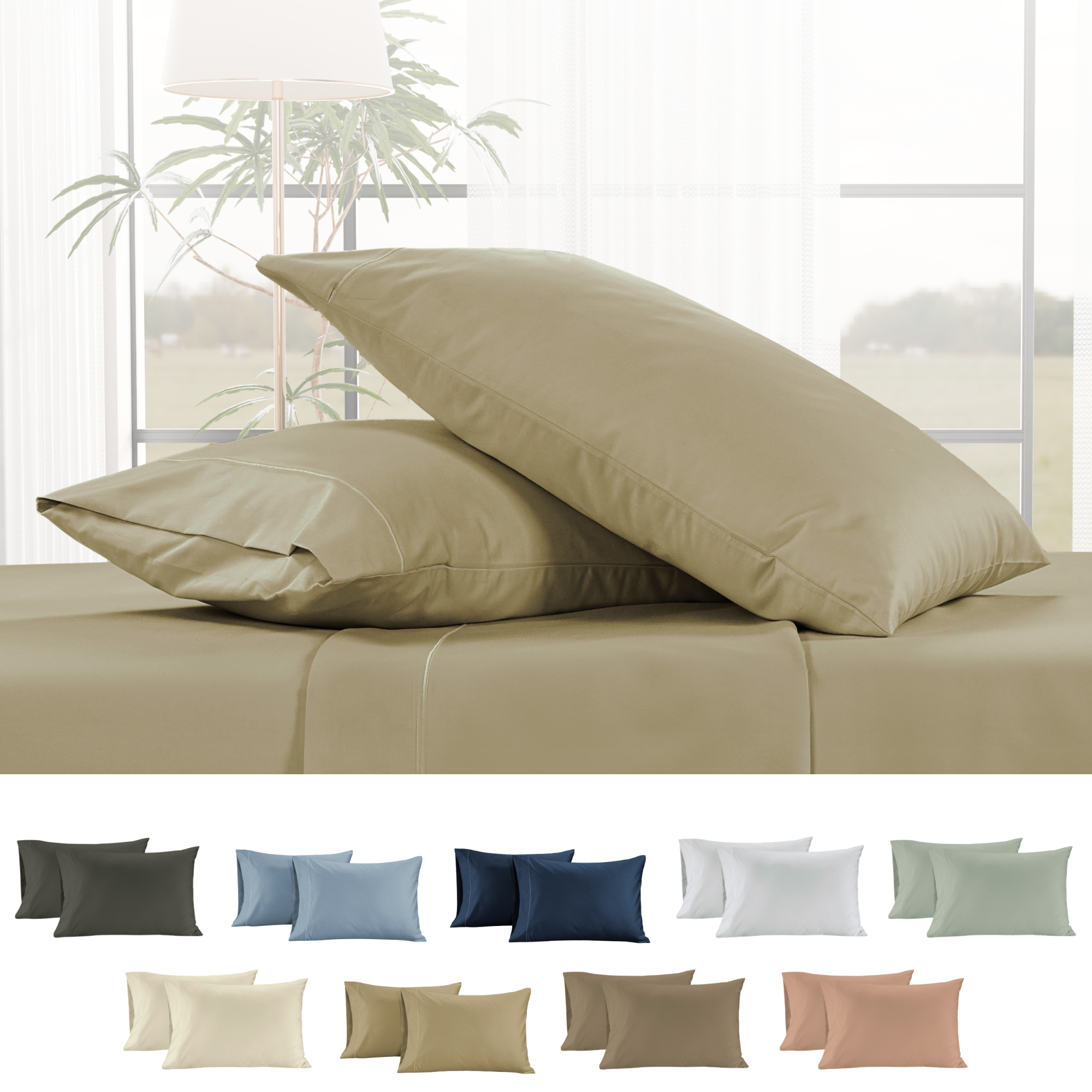 1000 Thread Count Egyptian Cotton : Linen Pillow Case - 2 Piece