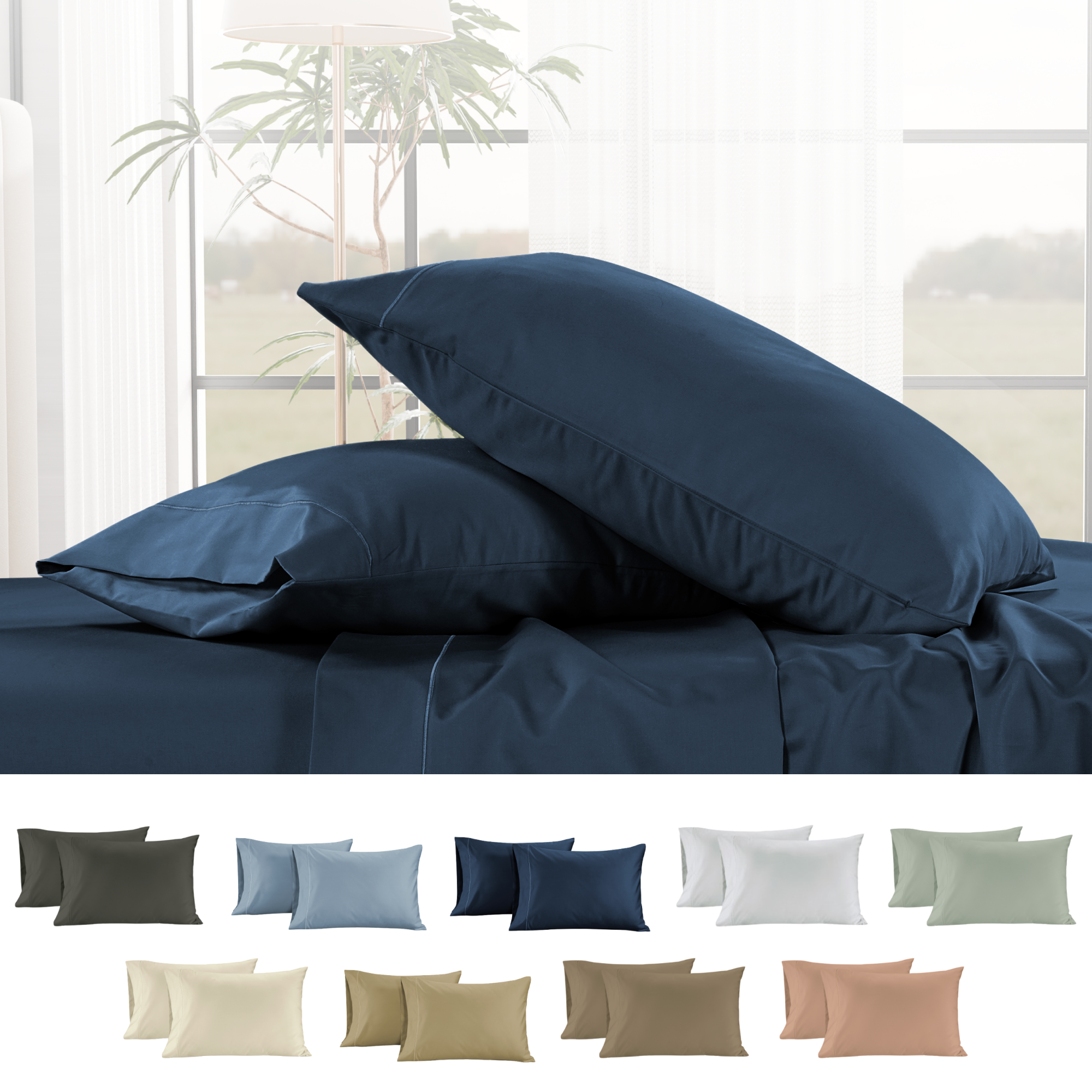 1000 Thread Count Egyptian Cotton : Dark Denim Pillow Case - 2 Piece