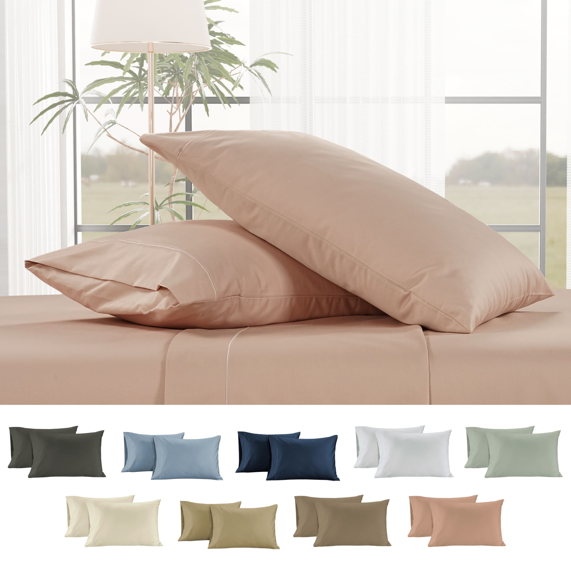 1000 Thread Count Egyptian Cotton : Sepia Rose Pillow Case - 2 Piece
