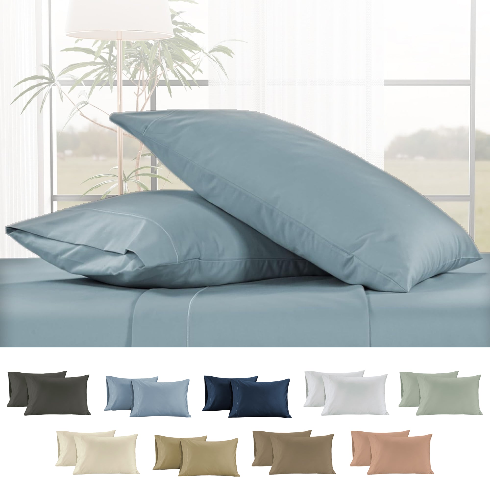 1000 Thread Count Egyptian Cotton : French Blue Pillow Case - 2 Piece