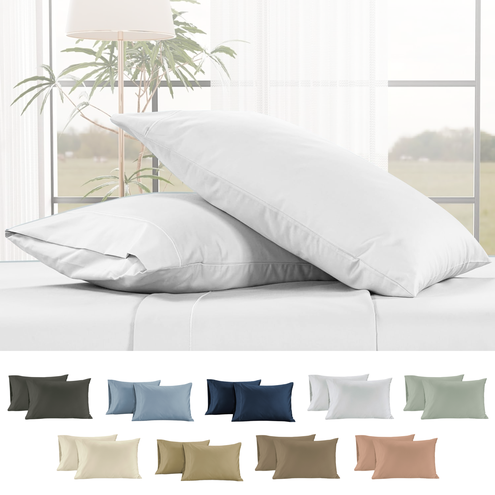 400 Thread Count Egyptian Cotton : White Pillow Case - 2 Piece