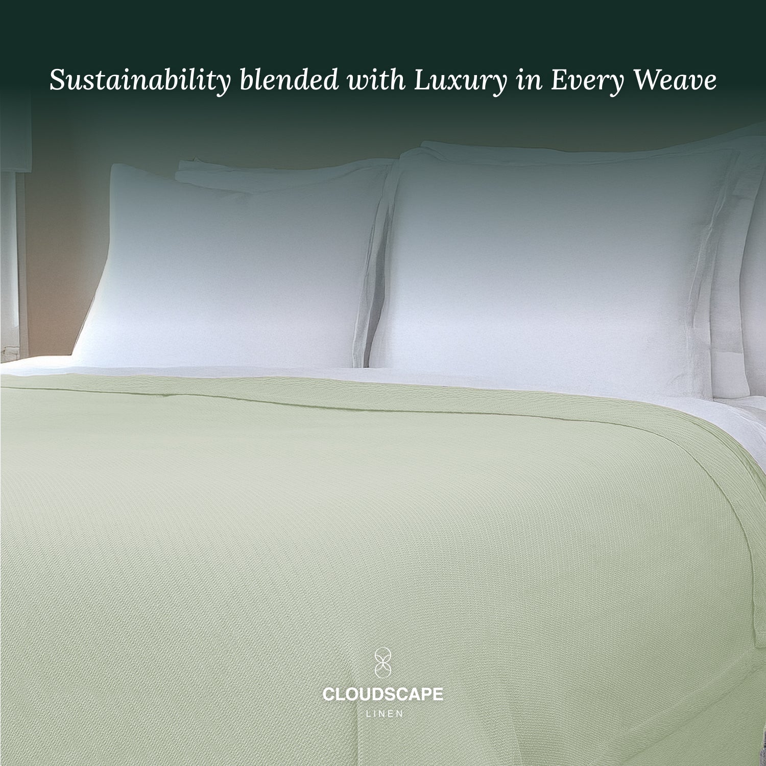 Cotton Herringbone Blanket - Sea Foam