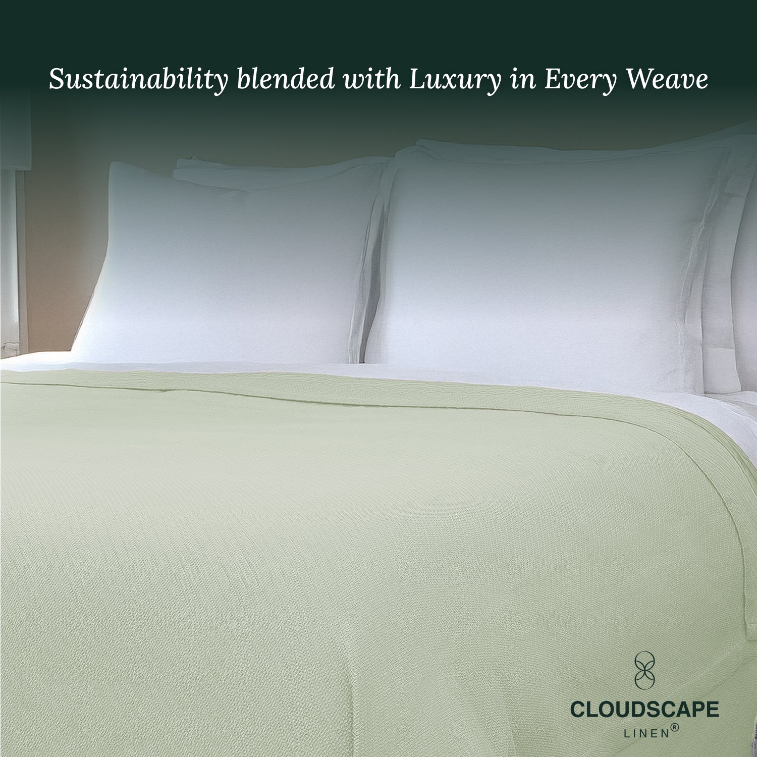 Cotton Herringbone Blanket: Sea Foam