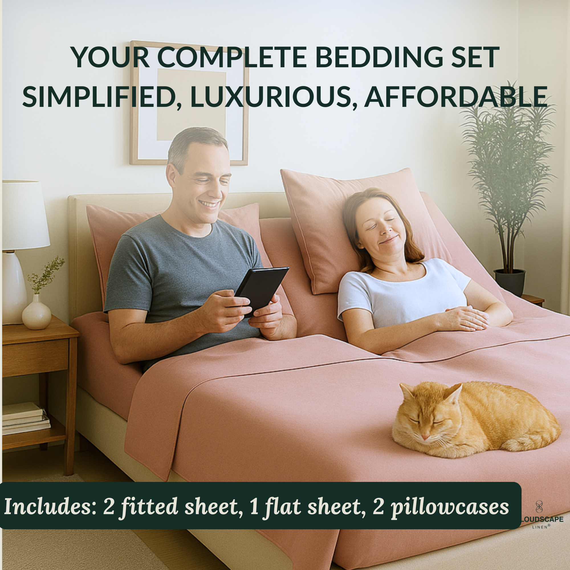 400 Thread Count Egyptian Cotton : Sepia Rose Bedsheet Set