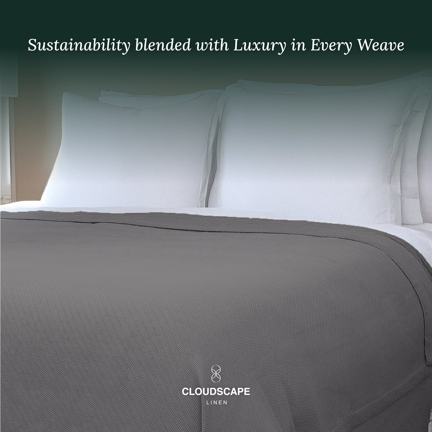 Cotton Herringbone Blanket - Dark Grey