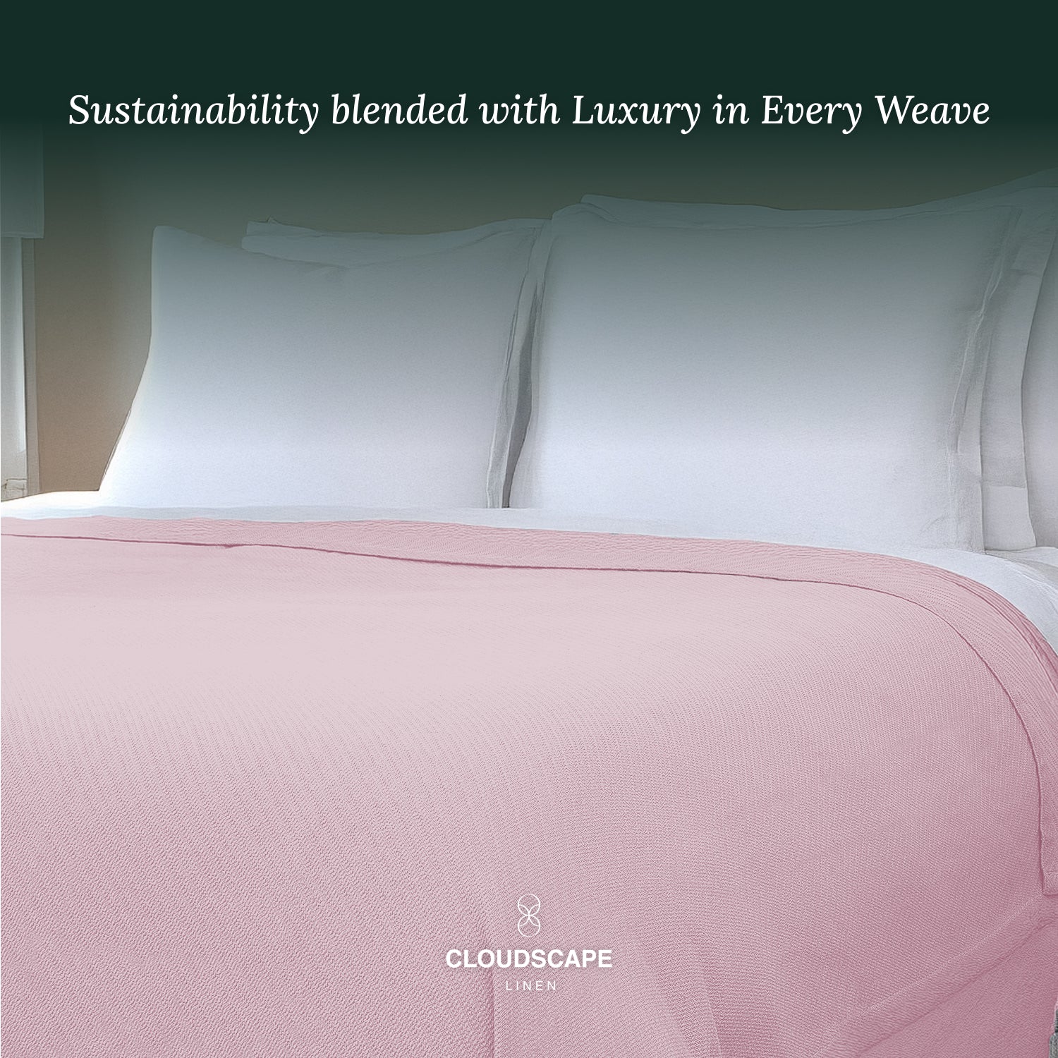 Cotton Herringbone Blanket - Sea Shell Pink