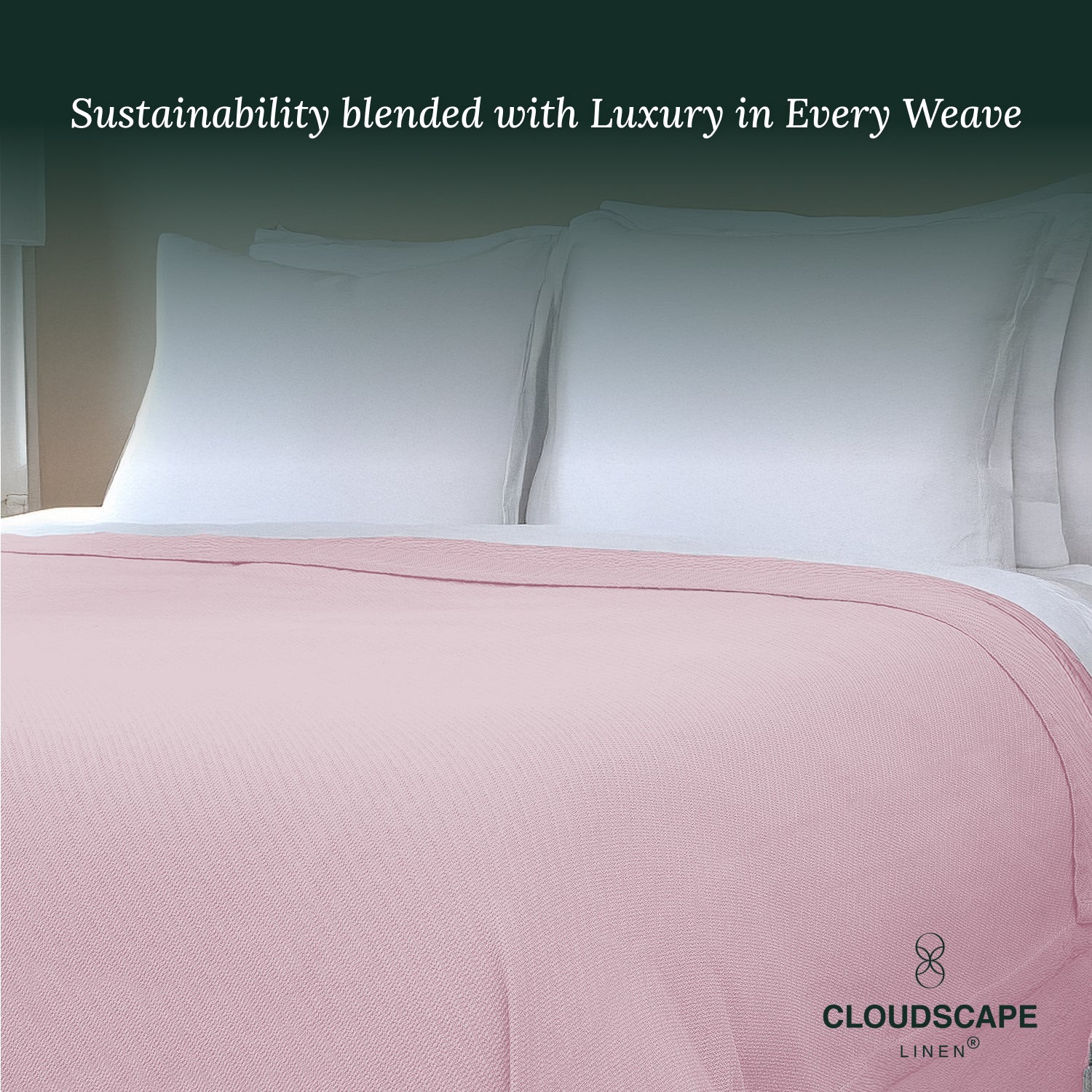 Cotton Herringbone Blanket: Sea Shell Pink