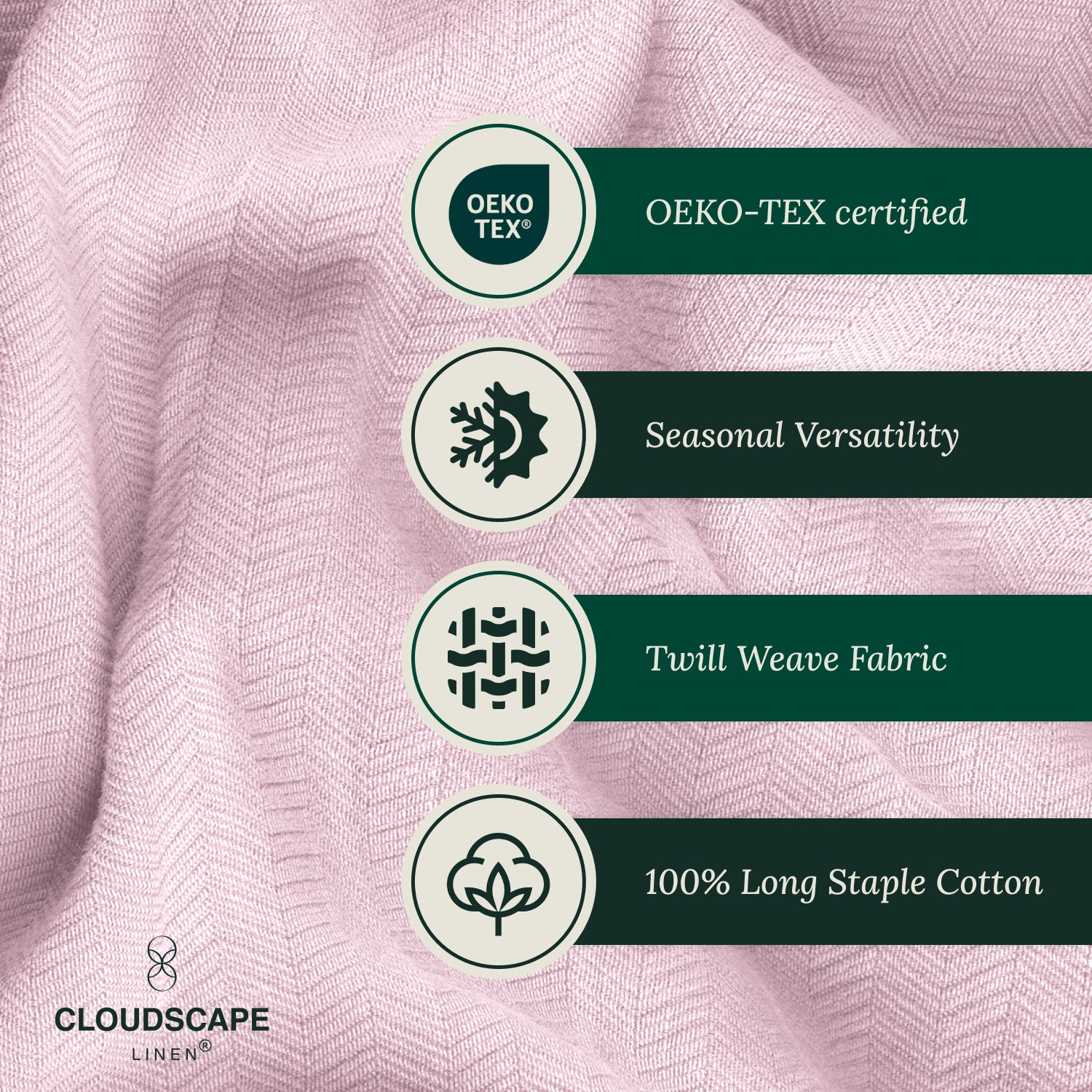 Cotton Herringbone Blanket: Sea Shell Pink
