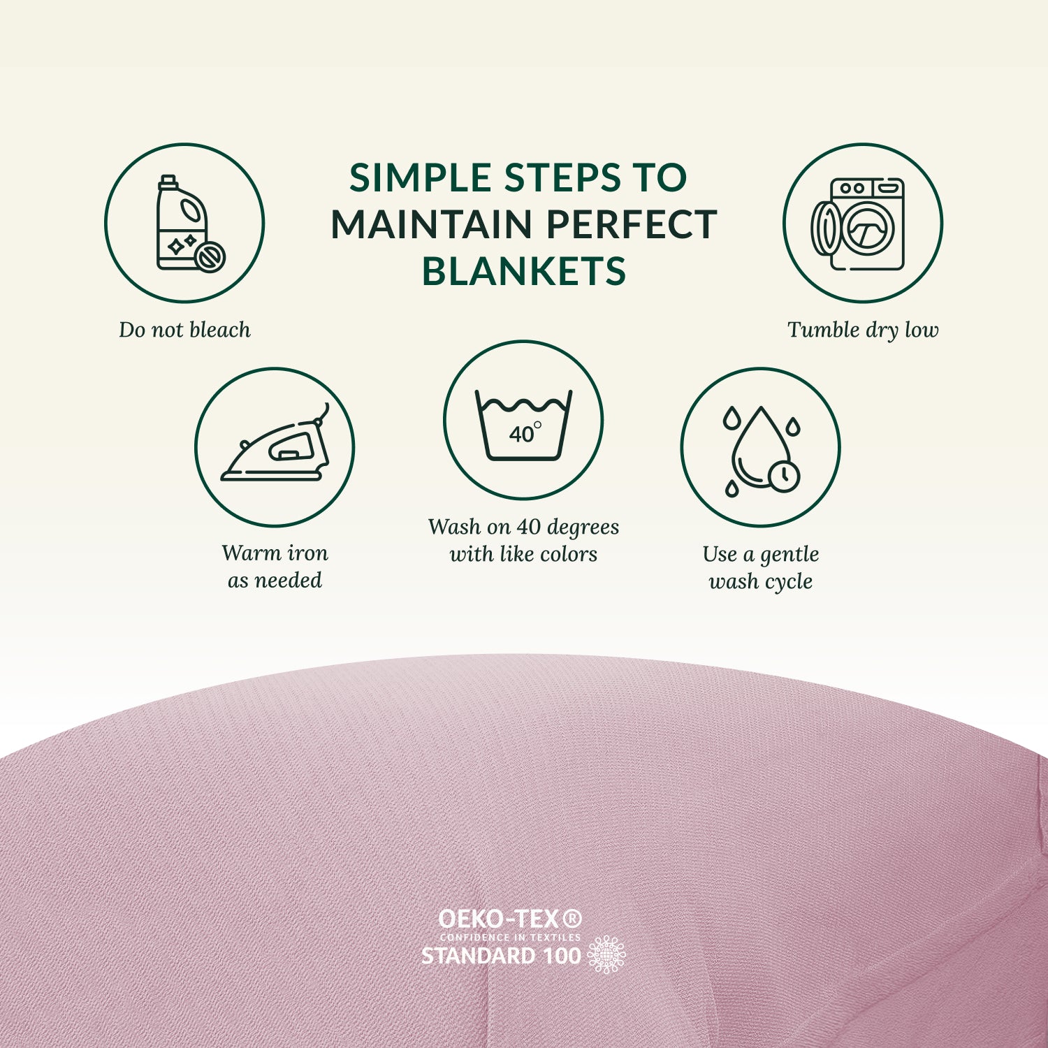 Cotton Herringbone Blanket - Sea Shell Pink