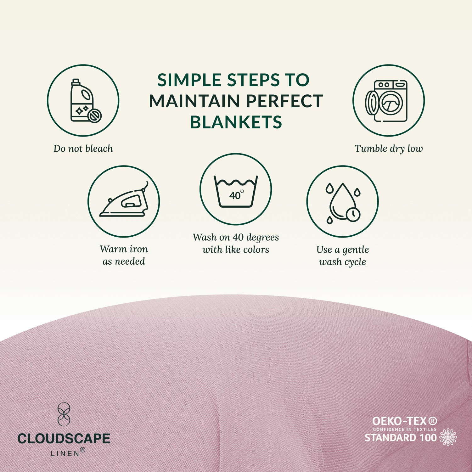 Cotton Herringbone Blanket: Sea Shell Pink