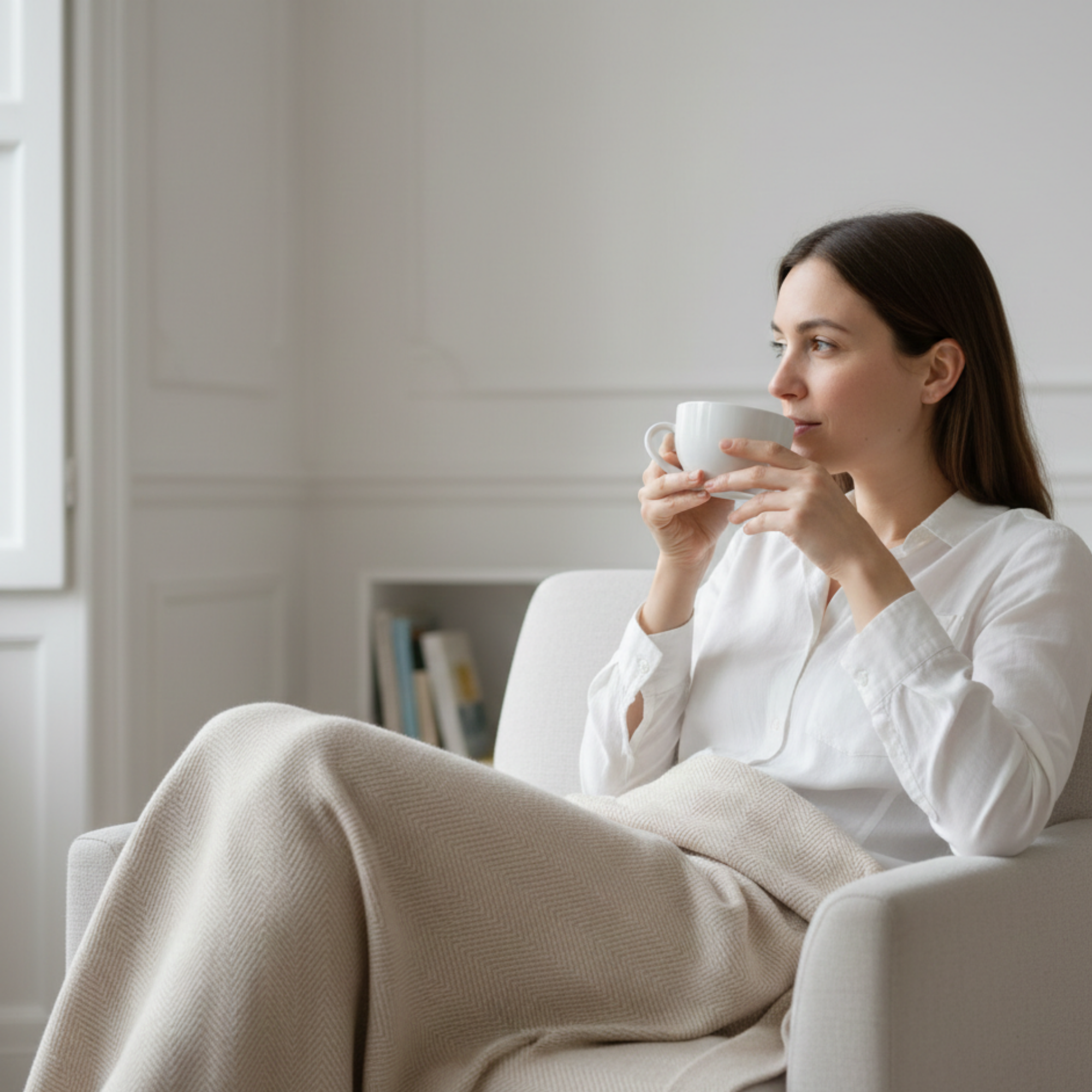 Cotton Herringbone Blanket: Fog