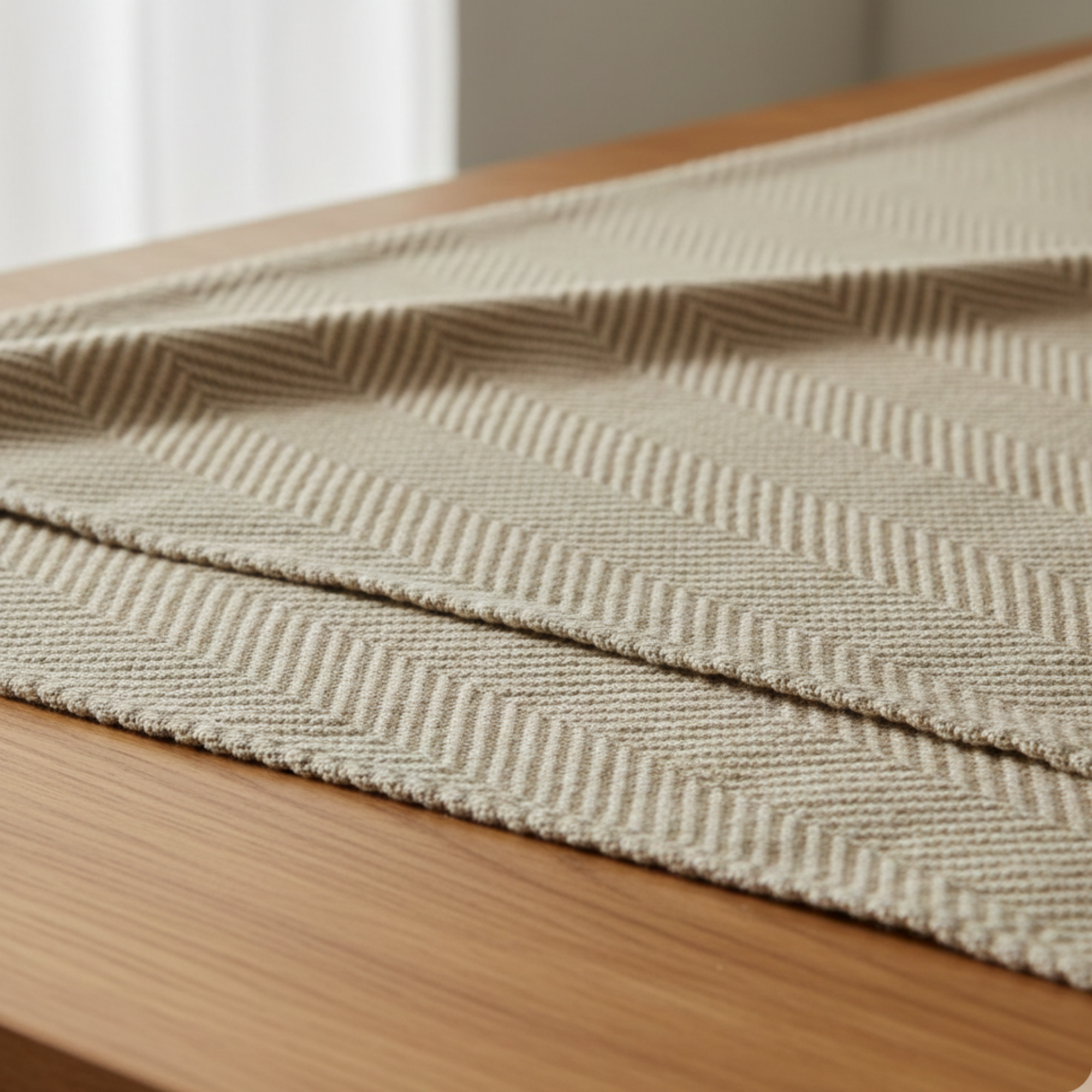 Cotton Herringbone Blanket: Fog