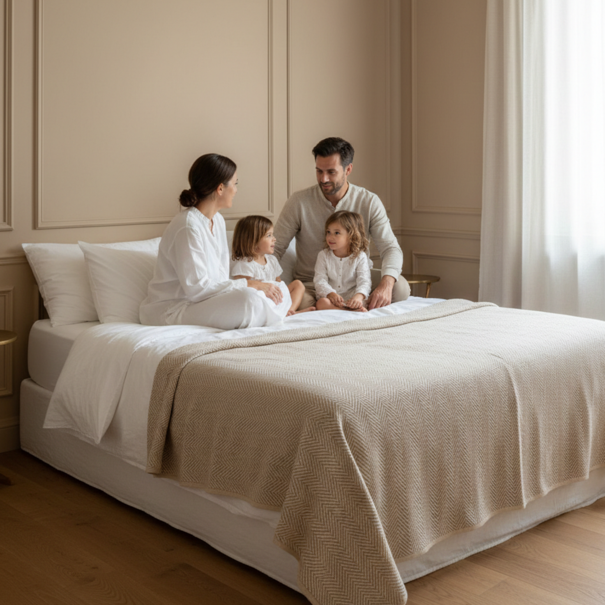 Cotton Herringbone Blanket: Fog