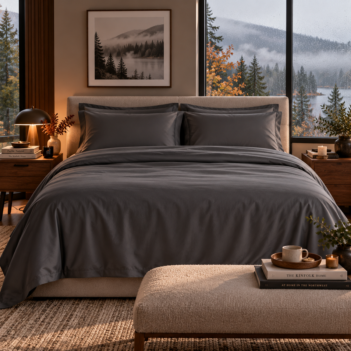 1000 Thread Count Egyptian Cotton : Charcoal Grey Bedsheet Set