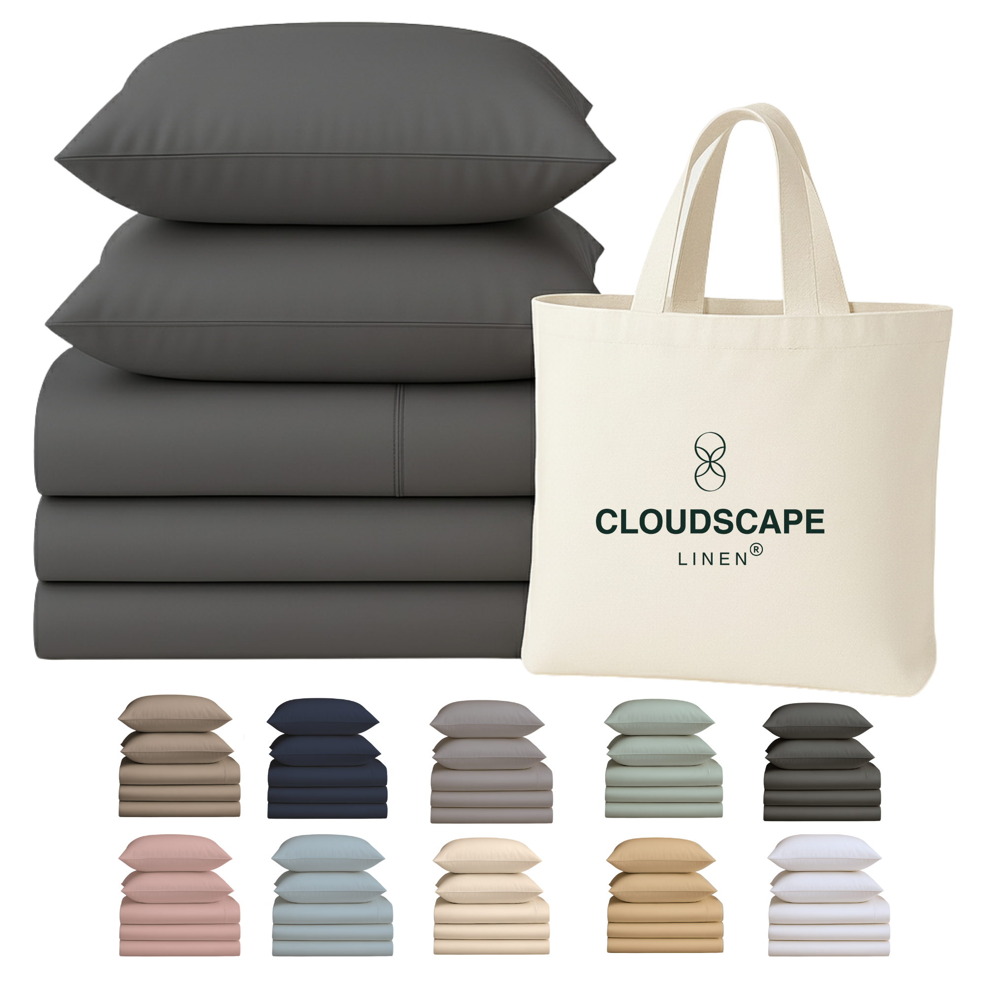 400 Thread Count Egyptian Cotton : Charcoal Grey Bedsheet Set