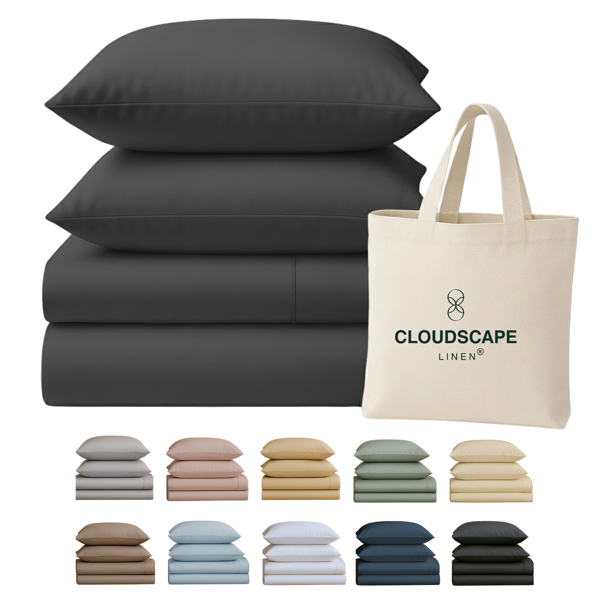 400 Thread Count Egyptian Cotton : Charcoal Grey Bedsheet Set