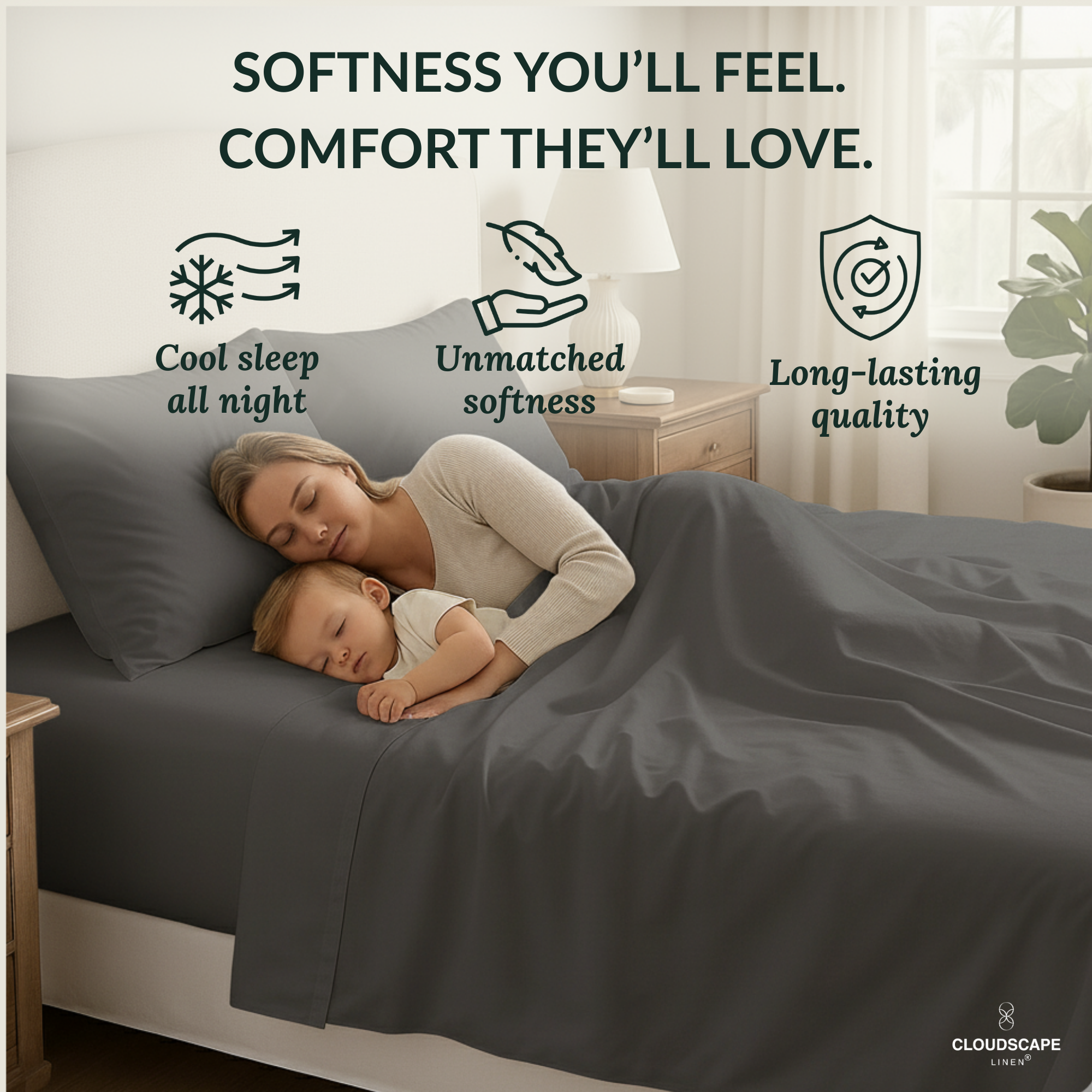 400 Thread Count Egyptian Cotton : Charcoal Grey Bedsheet Set