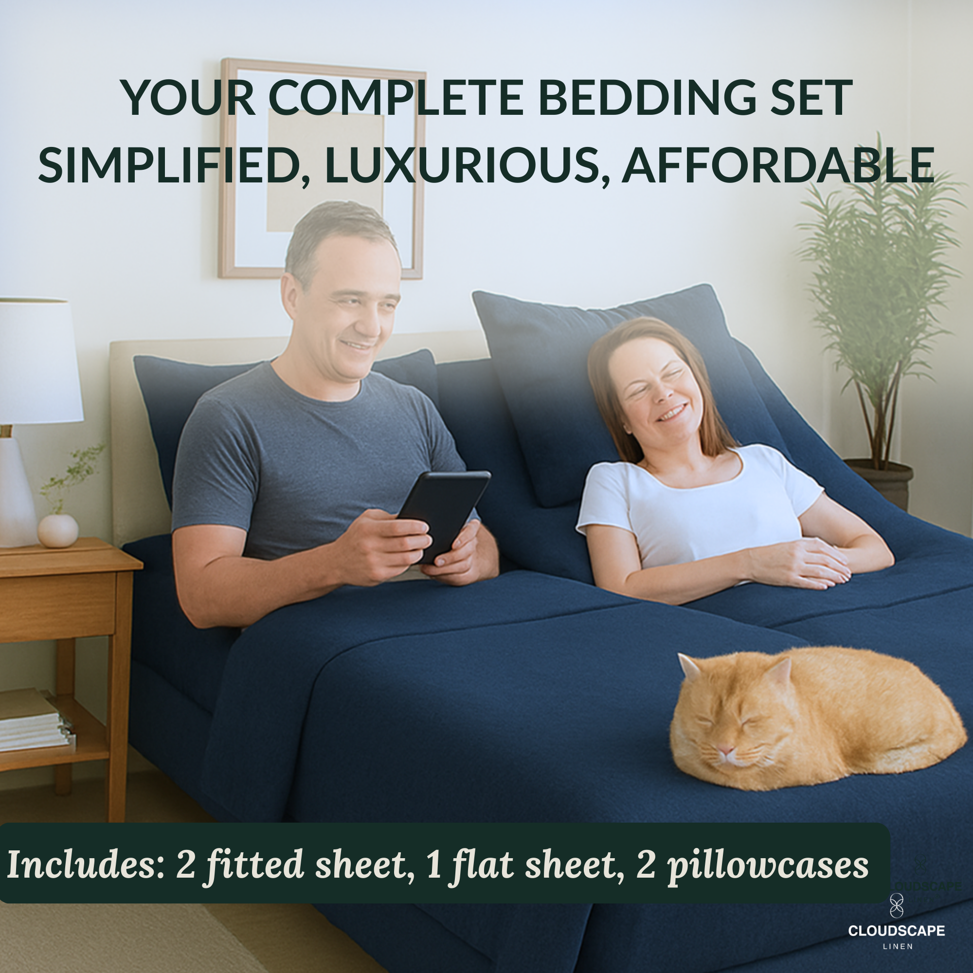 400 Thread Count Egyptian Cotton : Dark Denim Bedsheet Set