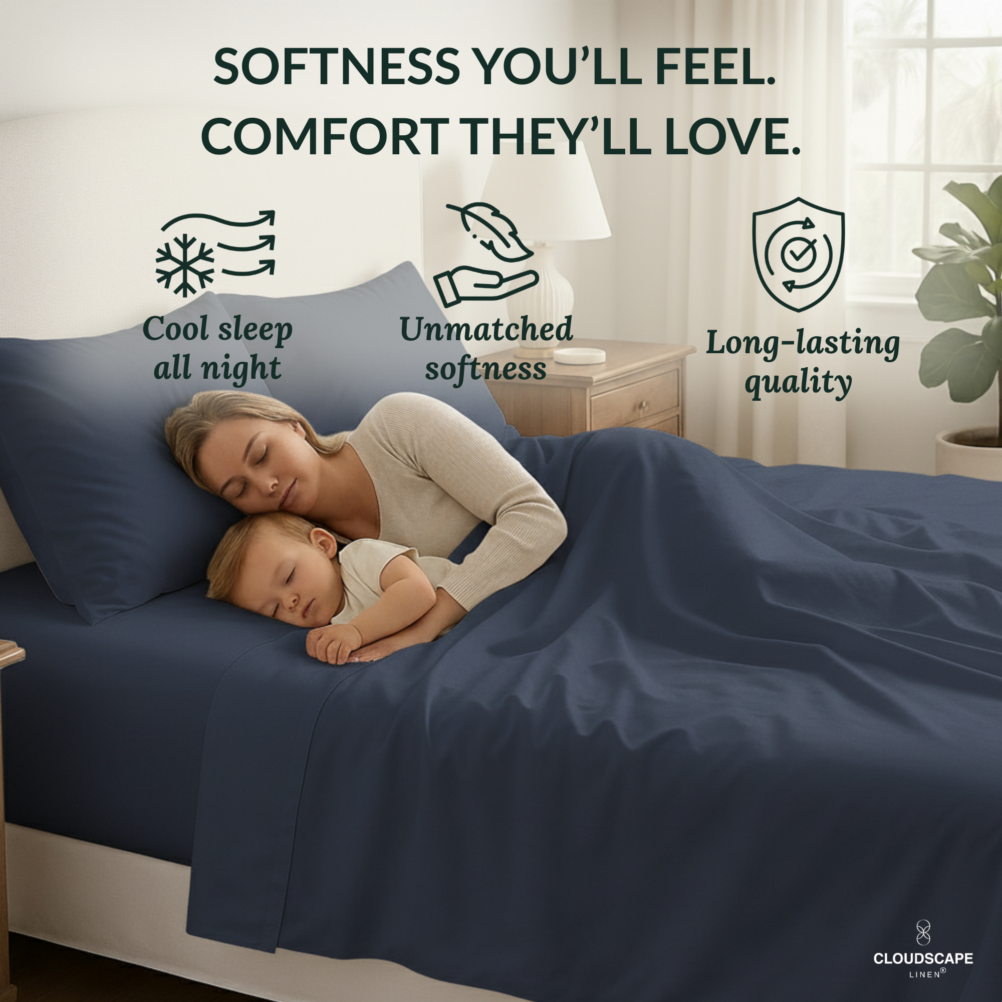 400 Thread Count Egyptian Cotton : Dark Denim Bedsheet Set