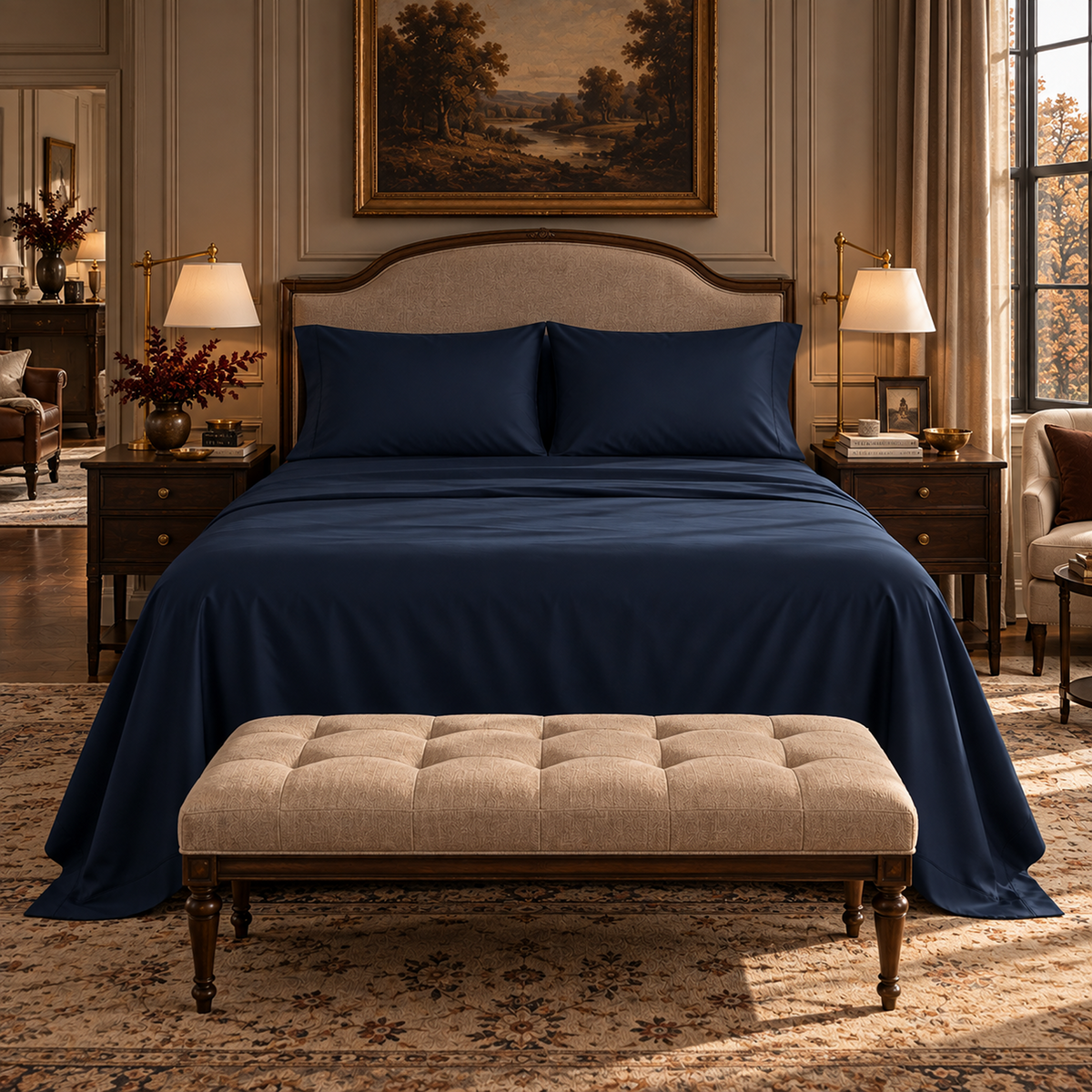 400 Thread Count Egyptian Cotton : Dark Denim Bedsheet Set