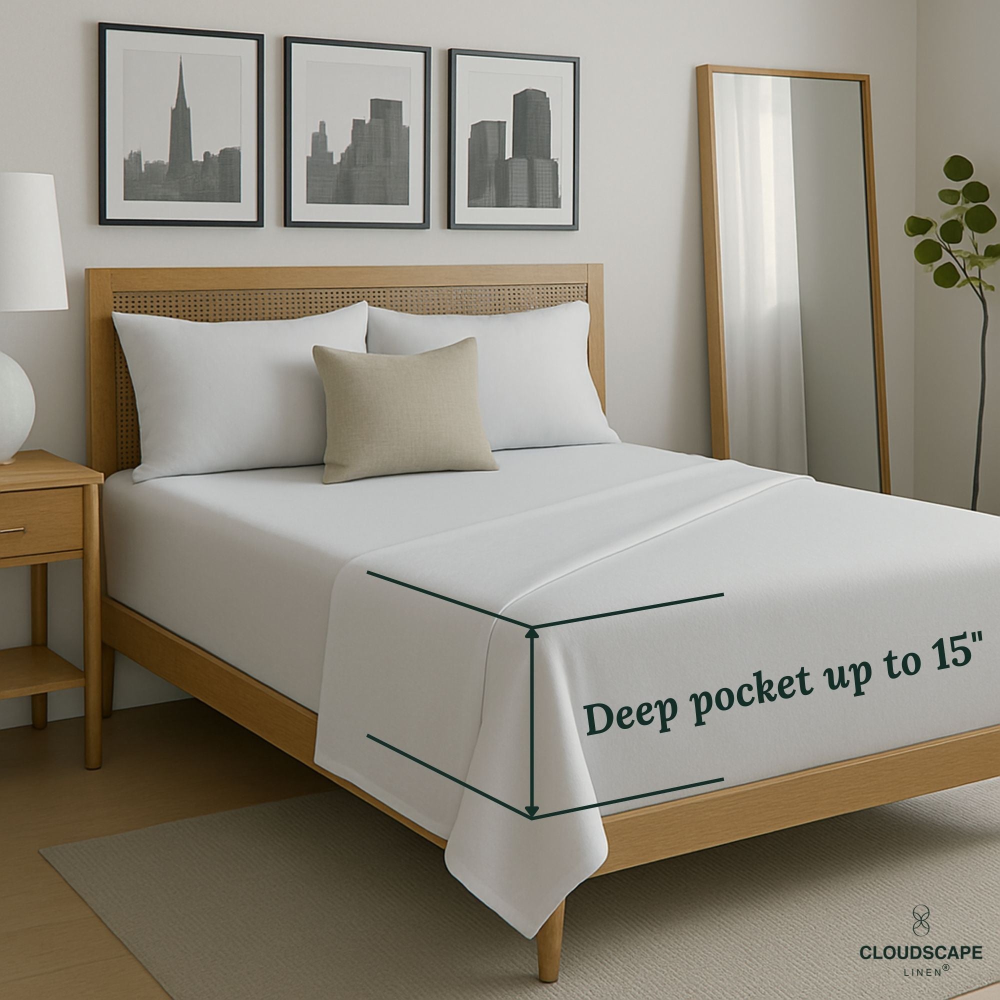 1000 Thread Count Egyptian Cotton : White Bedsheet Set