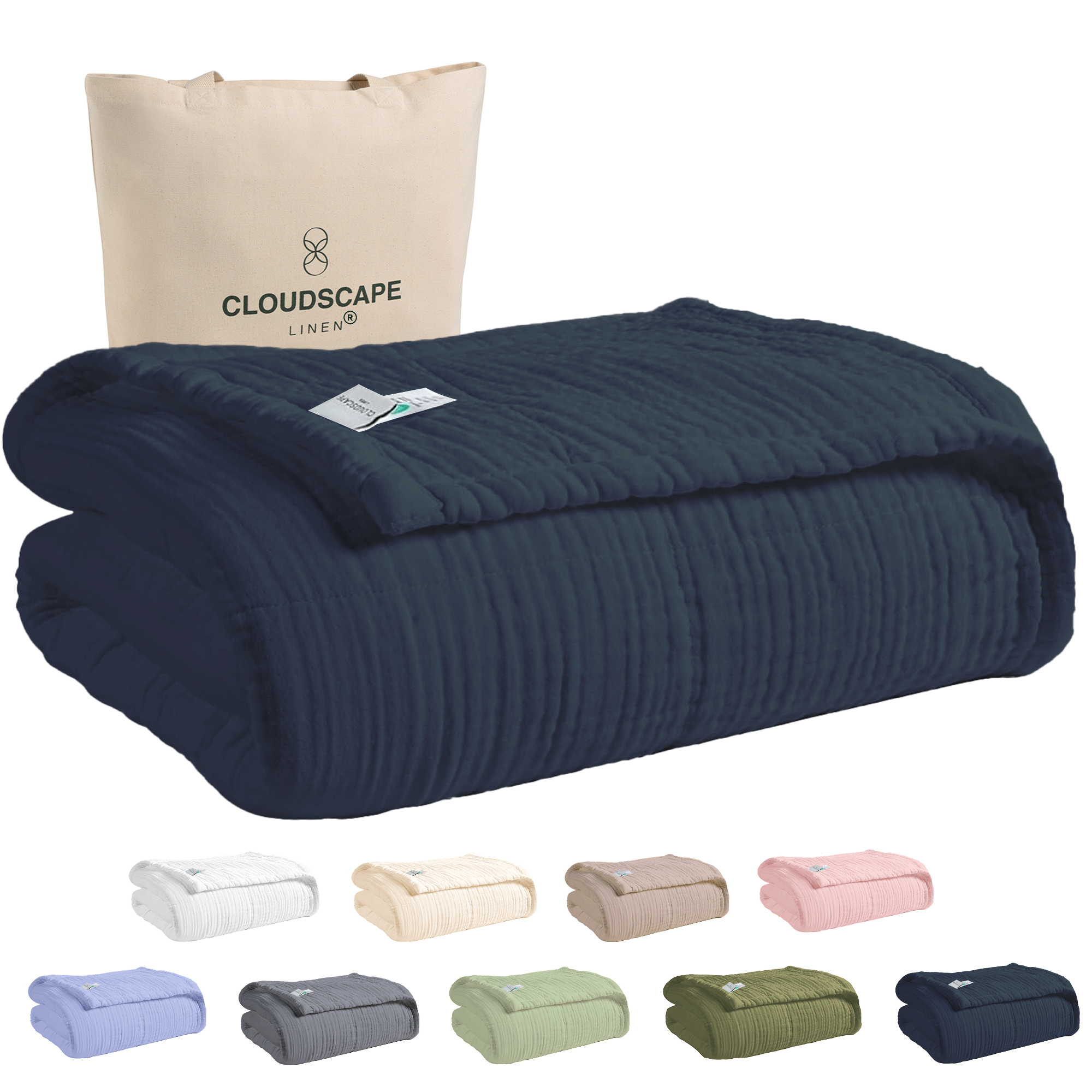 8 Layer Cotton Muslin Blanket - Ensign Blue