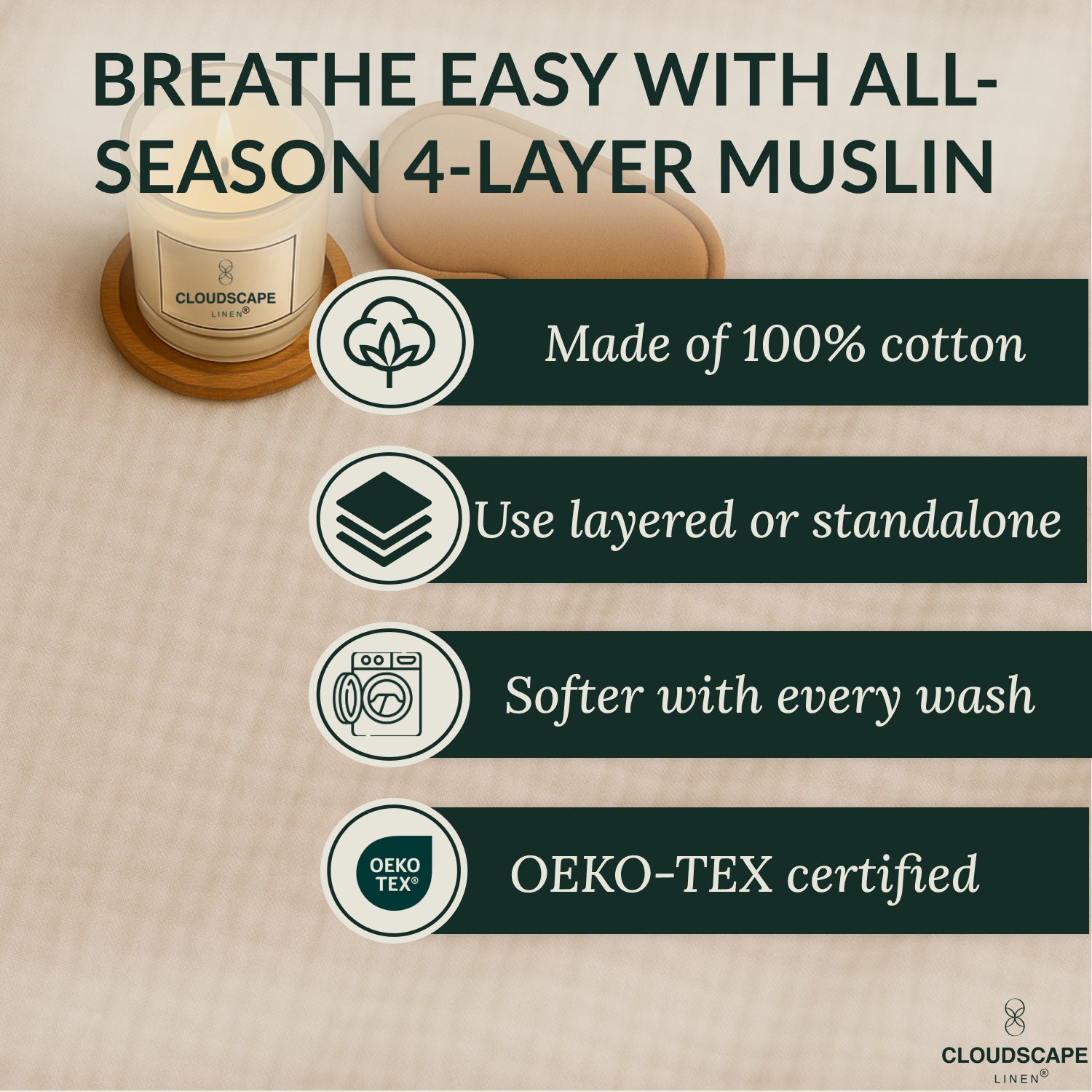 4 Layer Cotton Muslin Blanket: Fog