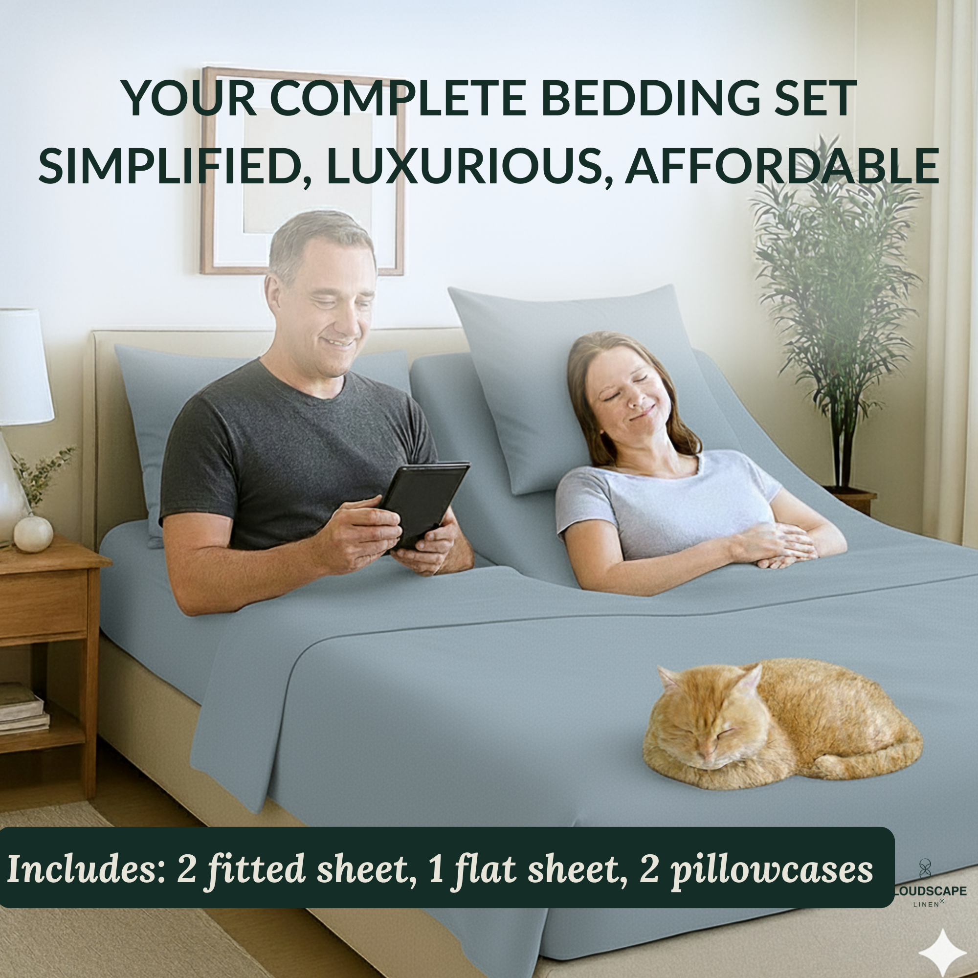 400 Thread Count Egyptian Cotton : French Blue Bedsheet Set