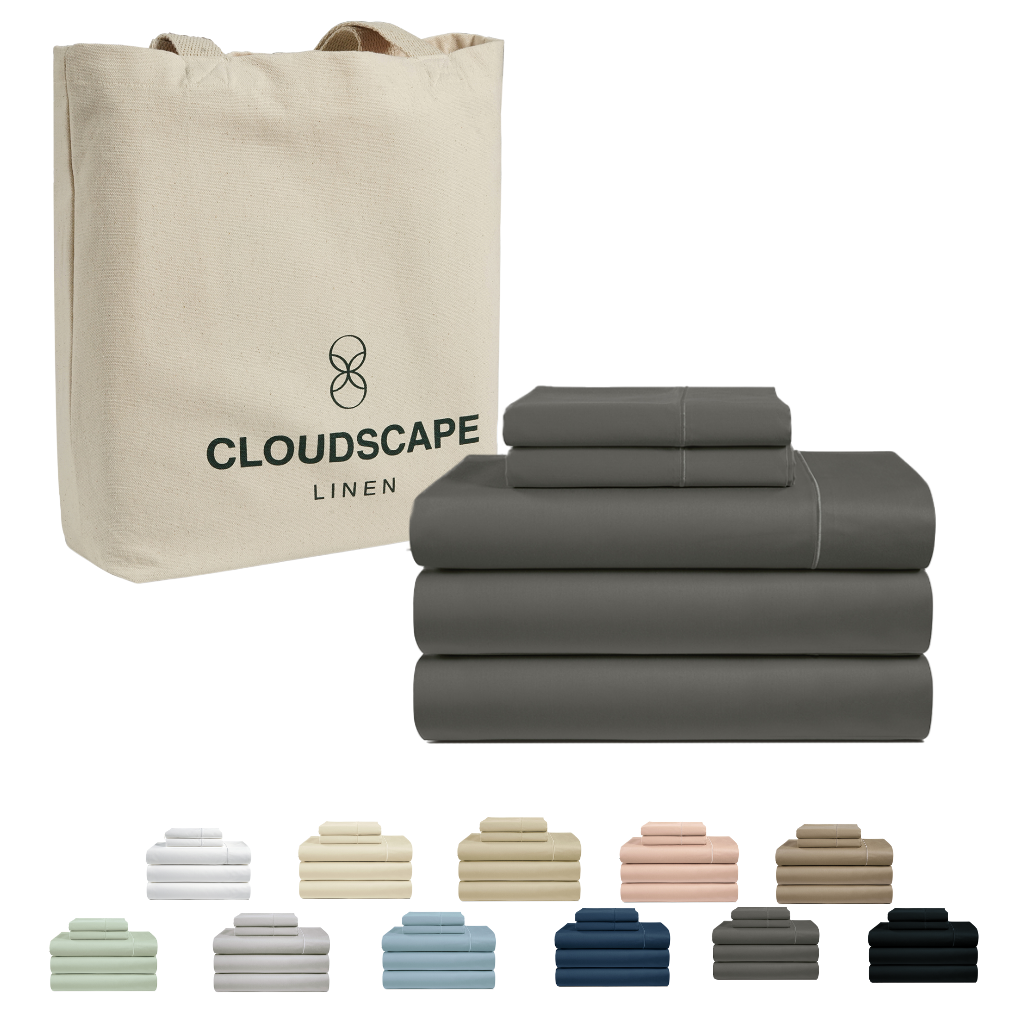 1000 Thread Count Egyptian Cotton : Charcoal Grey Bedsheet Set