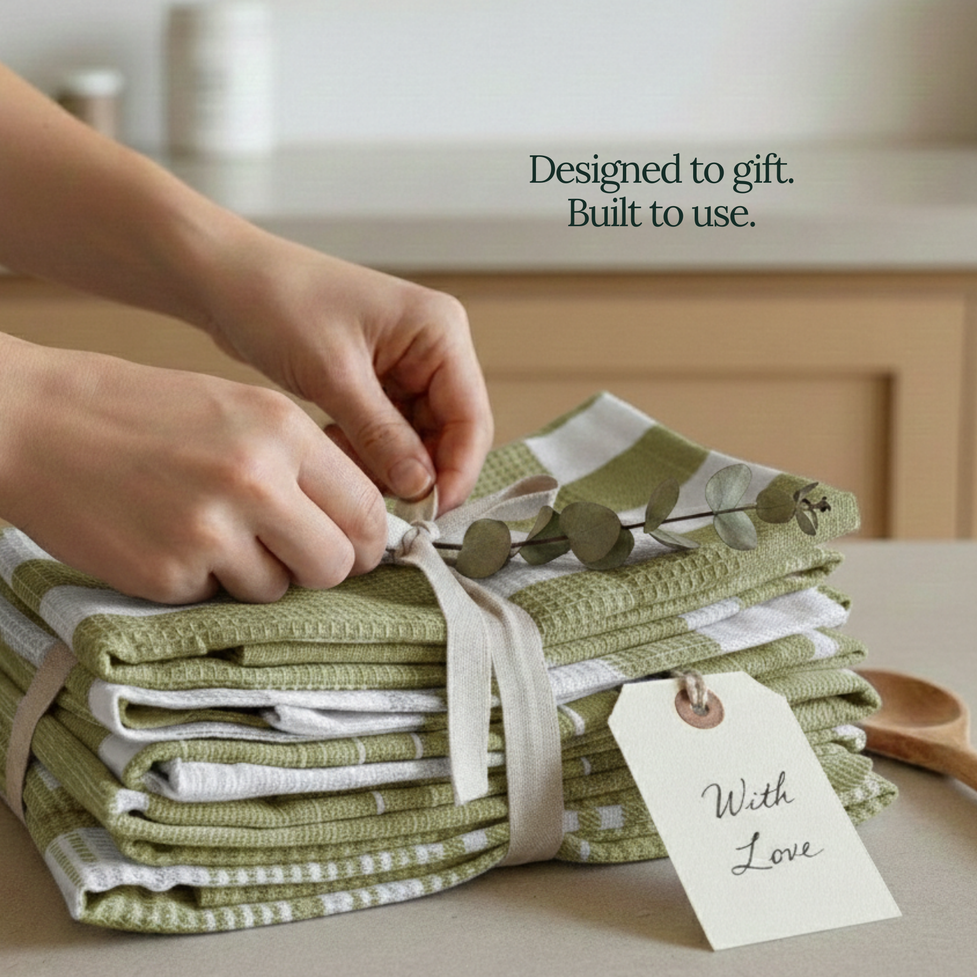 12-Piece Oversized Kitchen Towels: Olive