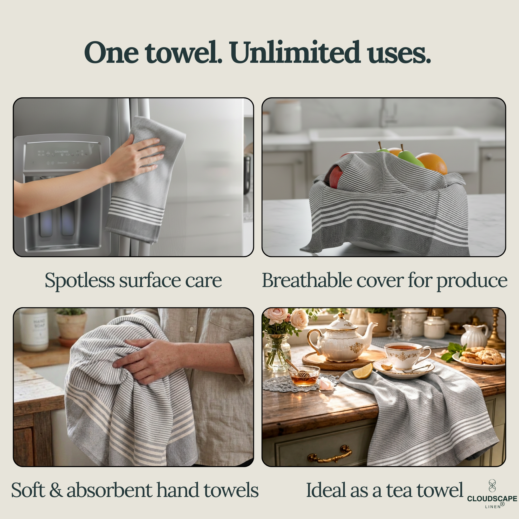12-Piece Oversized Kitchen Towels: Grey