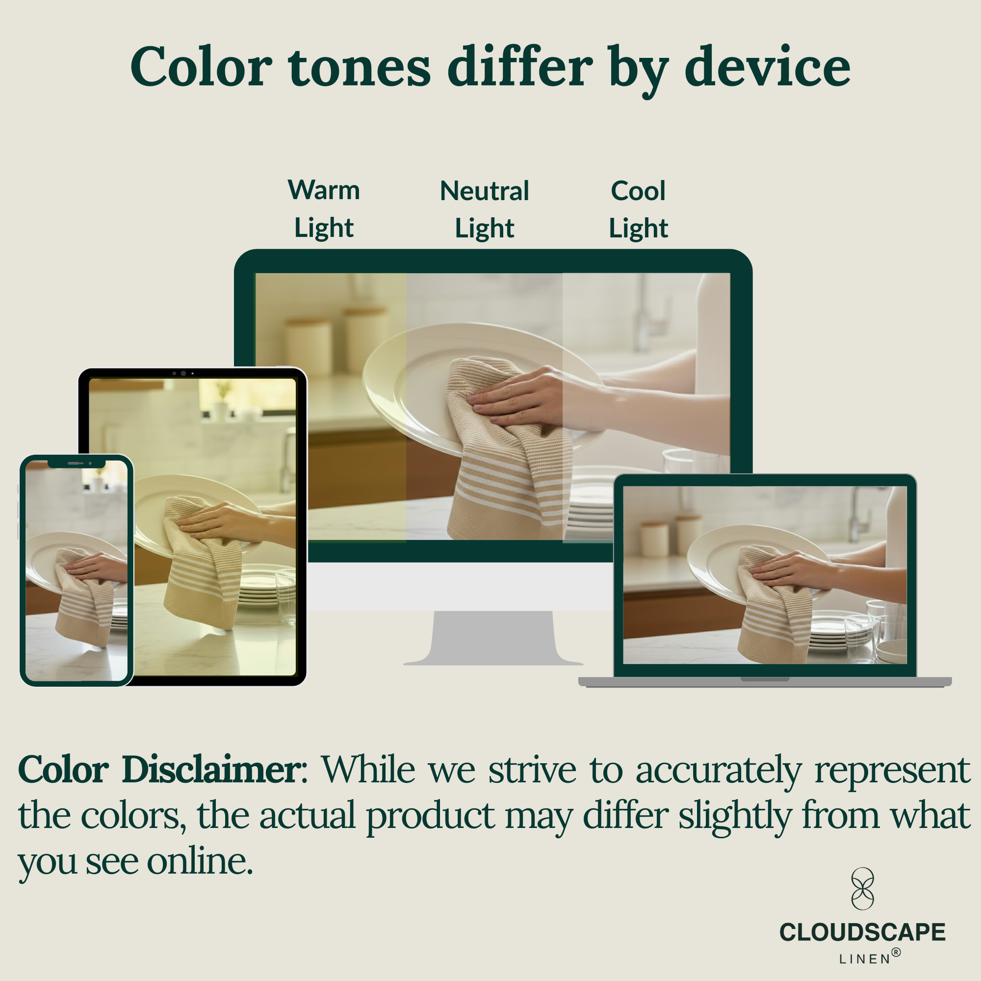 12-Piece Oversized Kitchen Towels: Beige