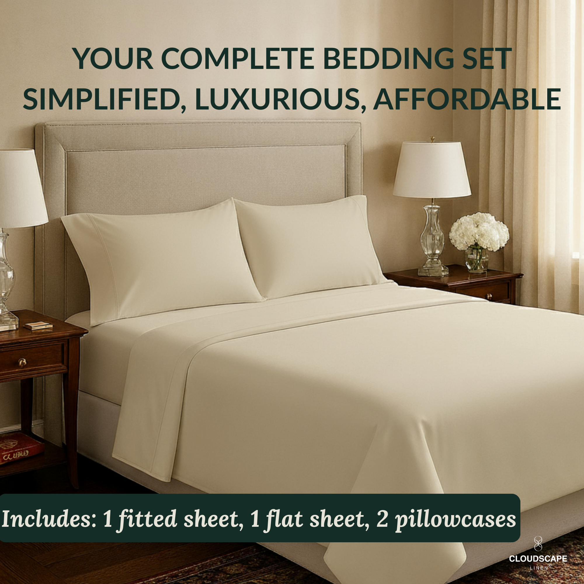 400 Thread Count Egyptian Cotton : Ivory Bedsheet Set