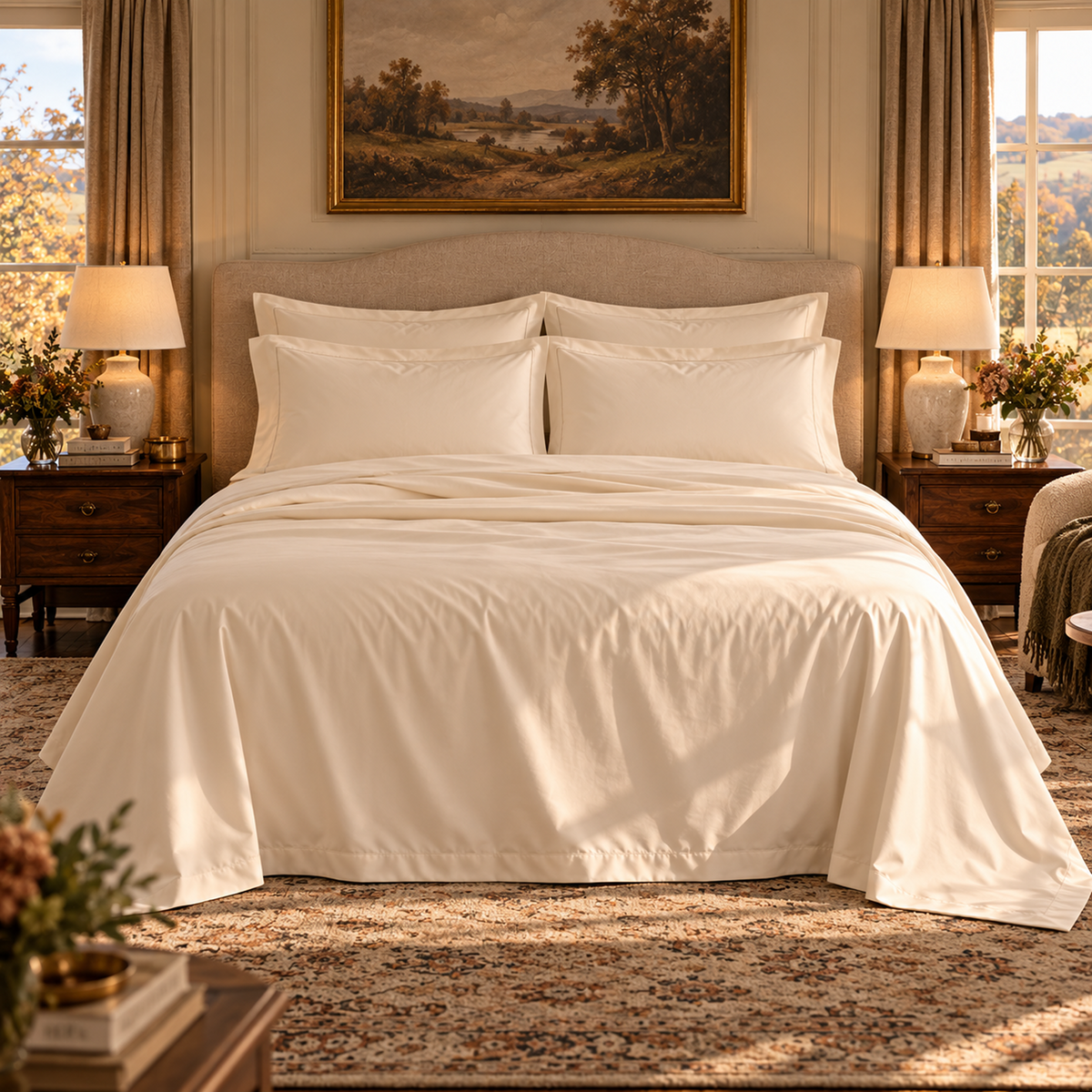 1000 Thread Count Egyptian Cotton : Ivory Bedsheet Set