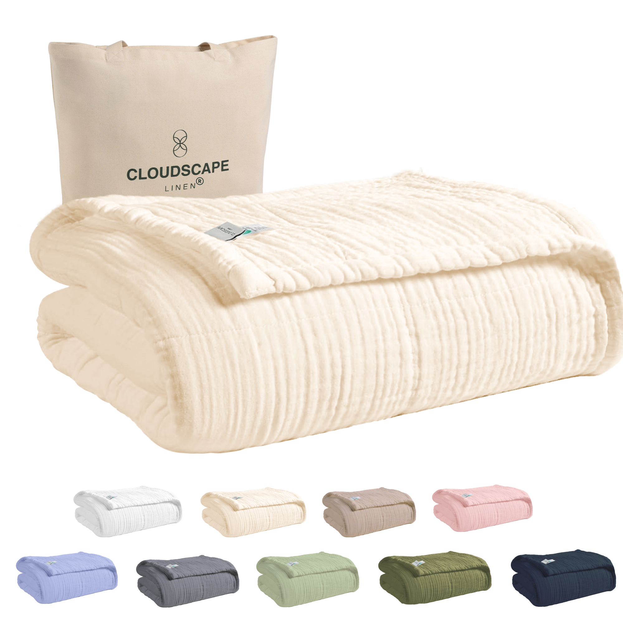 8 Layer Cotton Muslin Blanket - Ivory