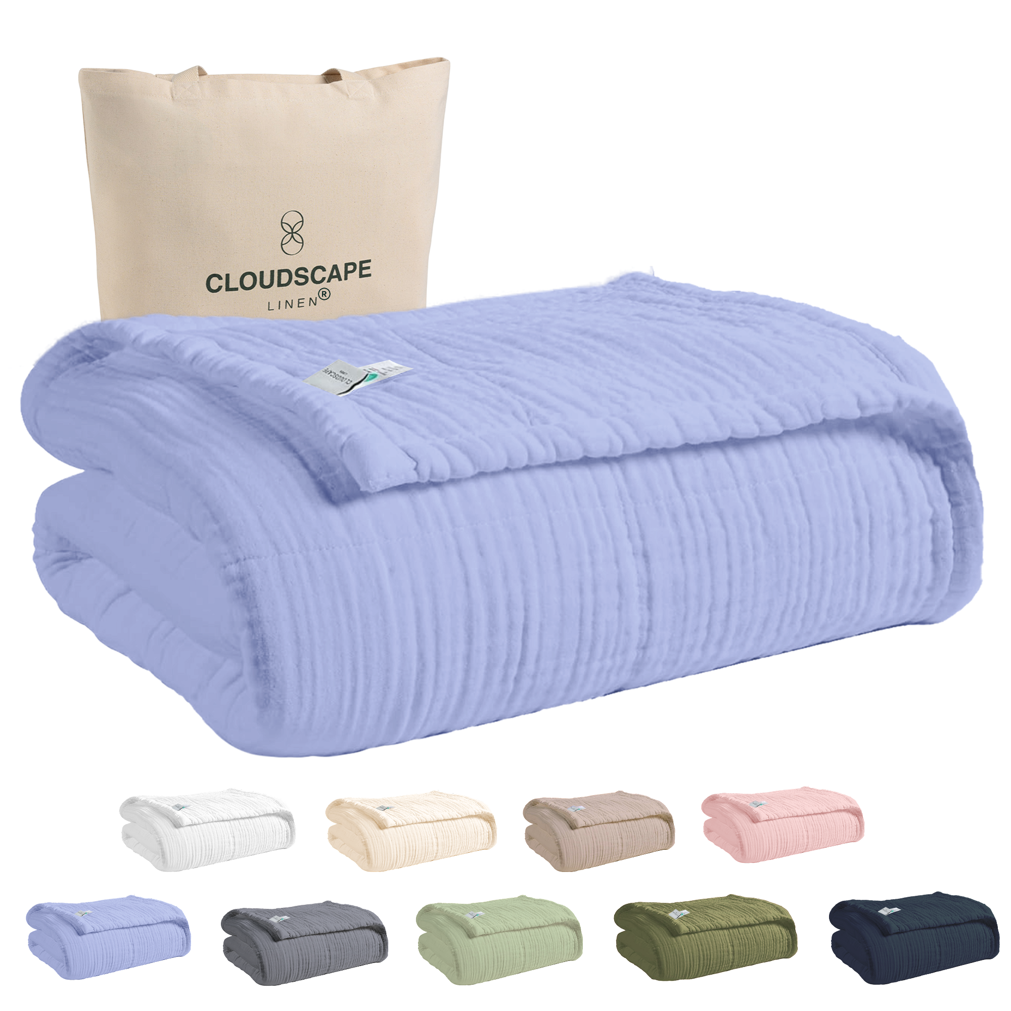 8 Layer Cotton Muslin Blanket - Lavender Blue