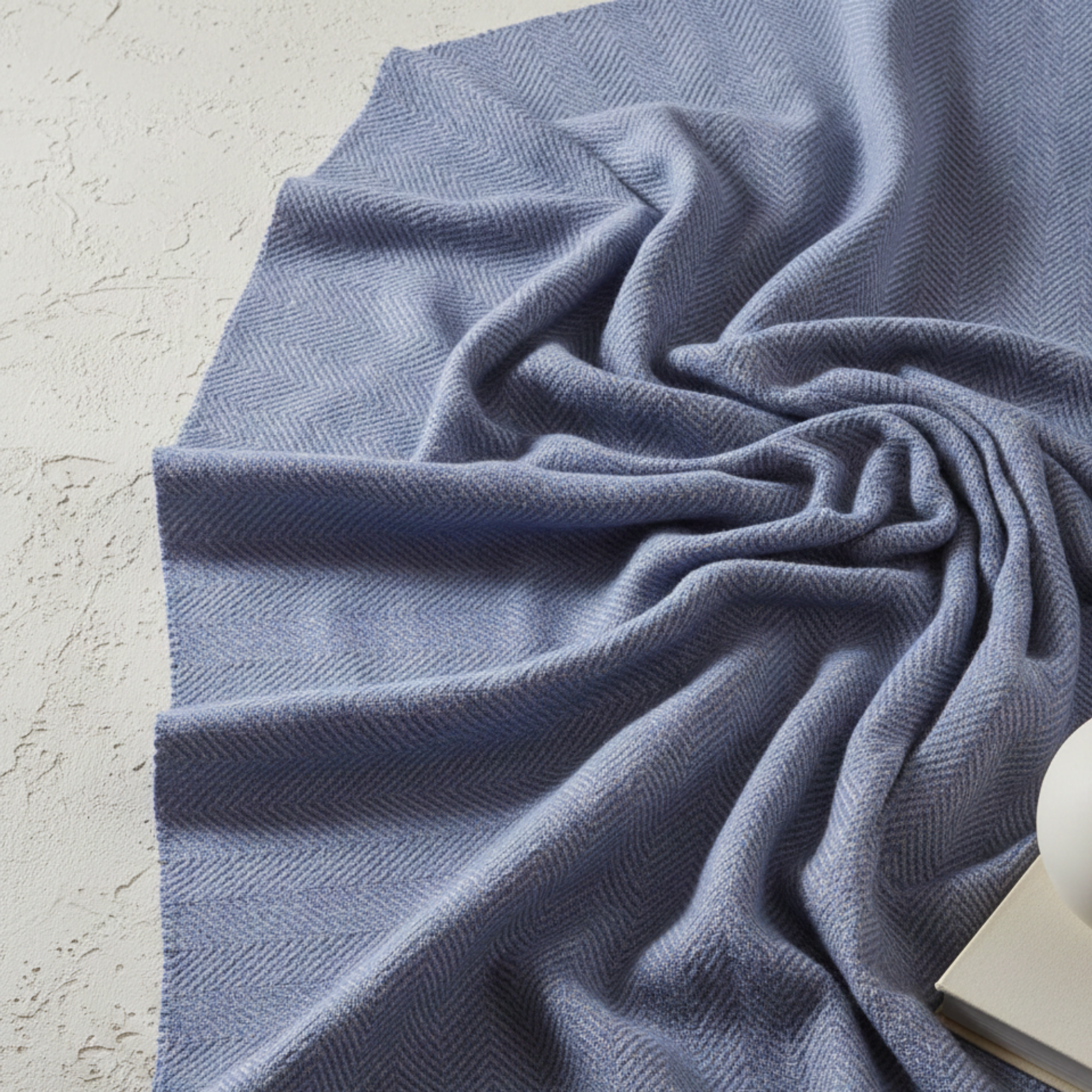 Cotton Herringbone Blanket: Lavender Blue