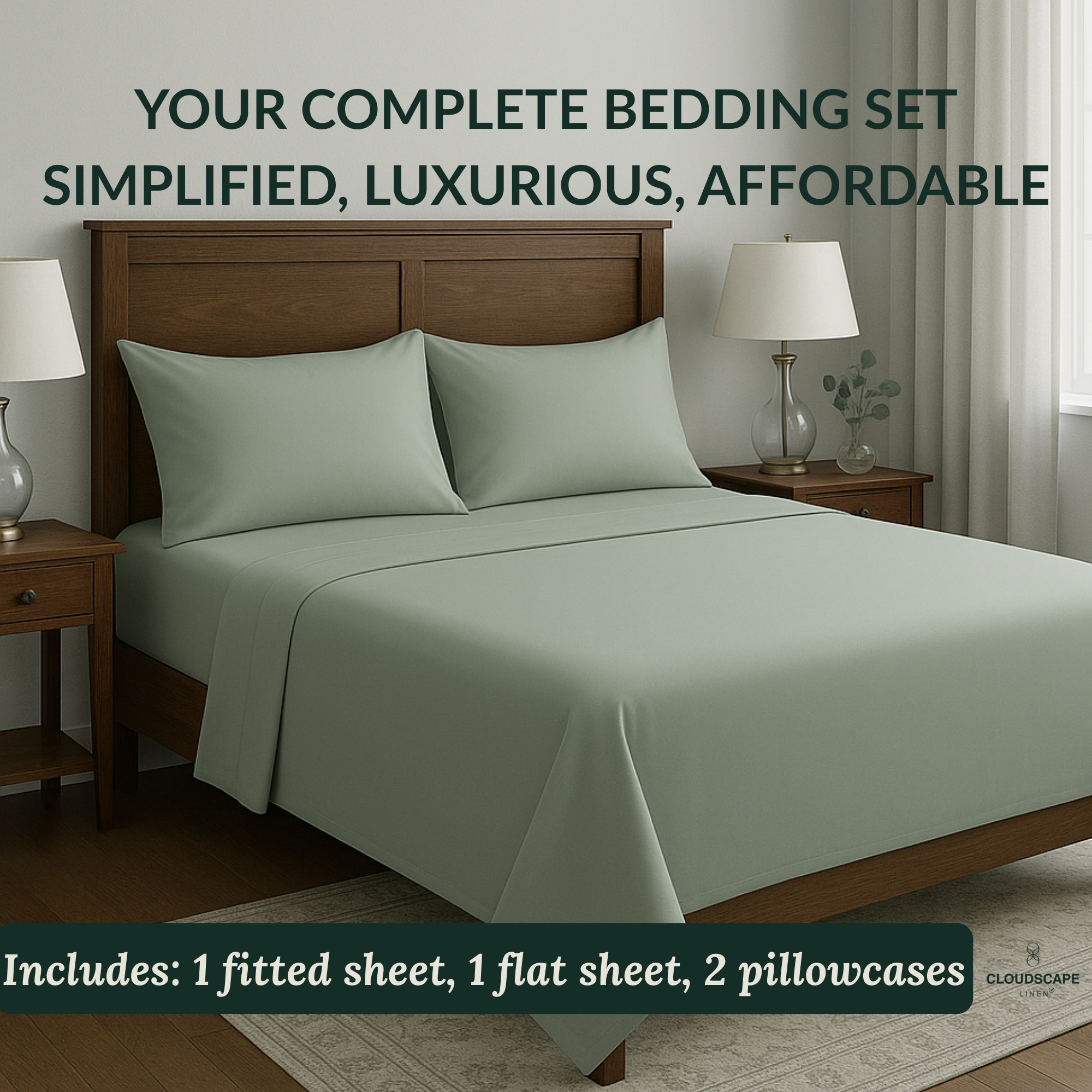 400 Thread Count Egyptian Cotton : Mineral Bedsheet Set