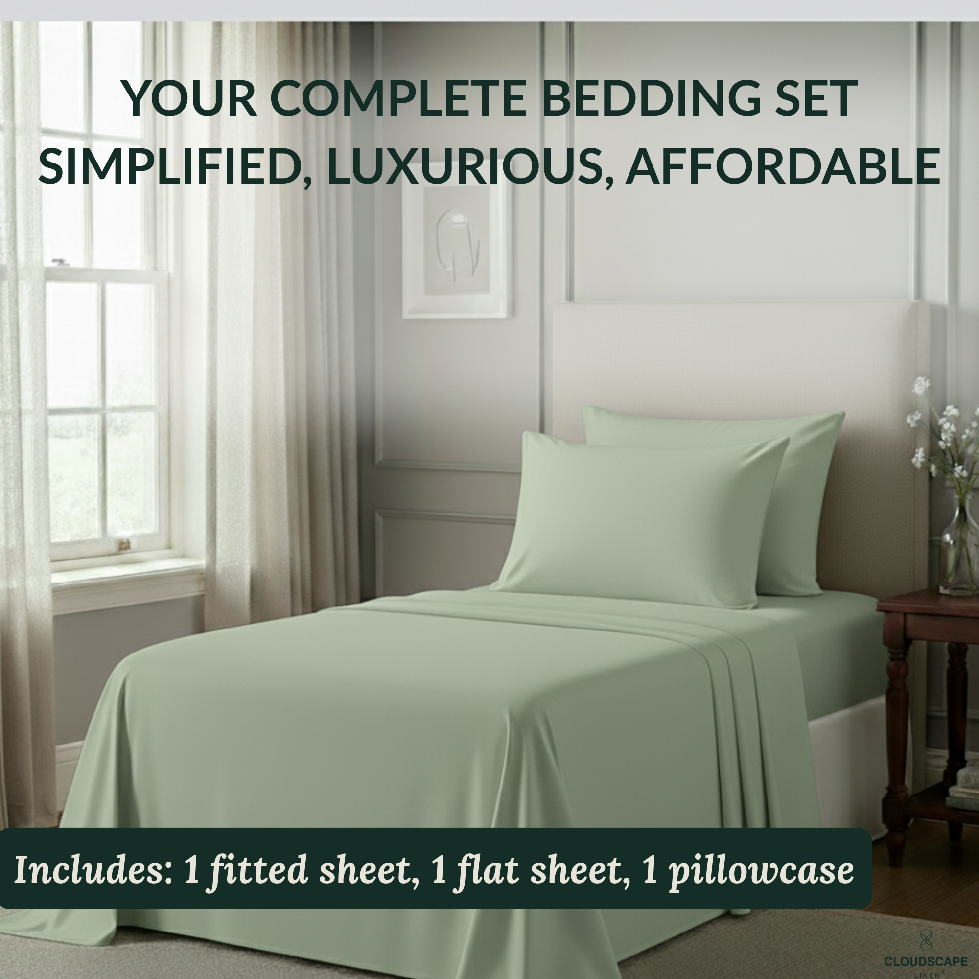400 Thread Count Egyptian Cotton : Mineral Bedsheet Set