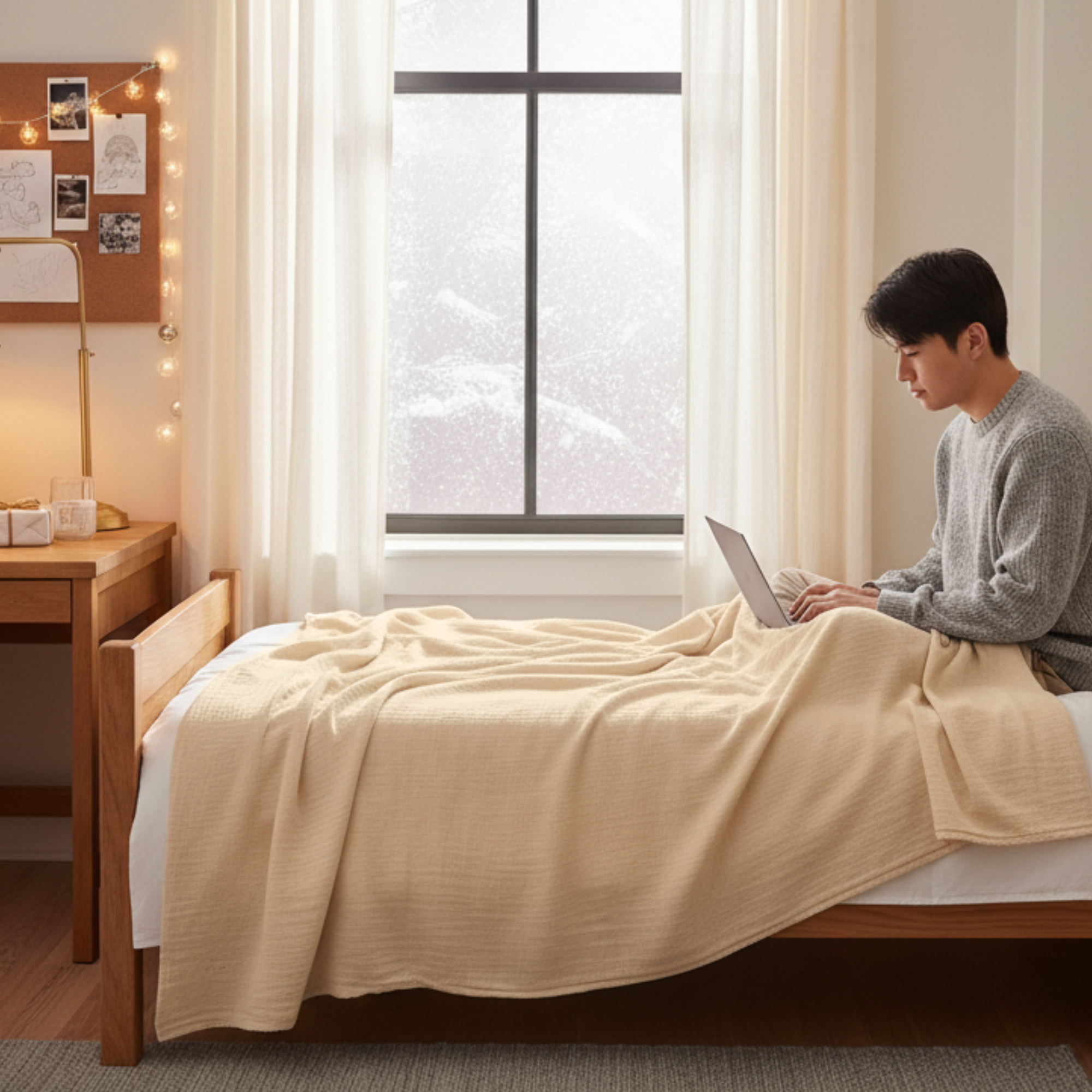 4 Layer Cotton Muslin Blanket: Fog